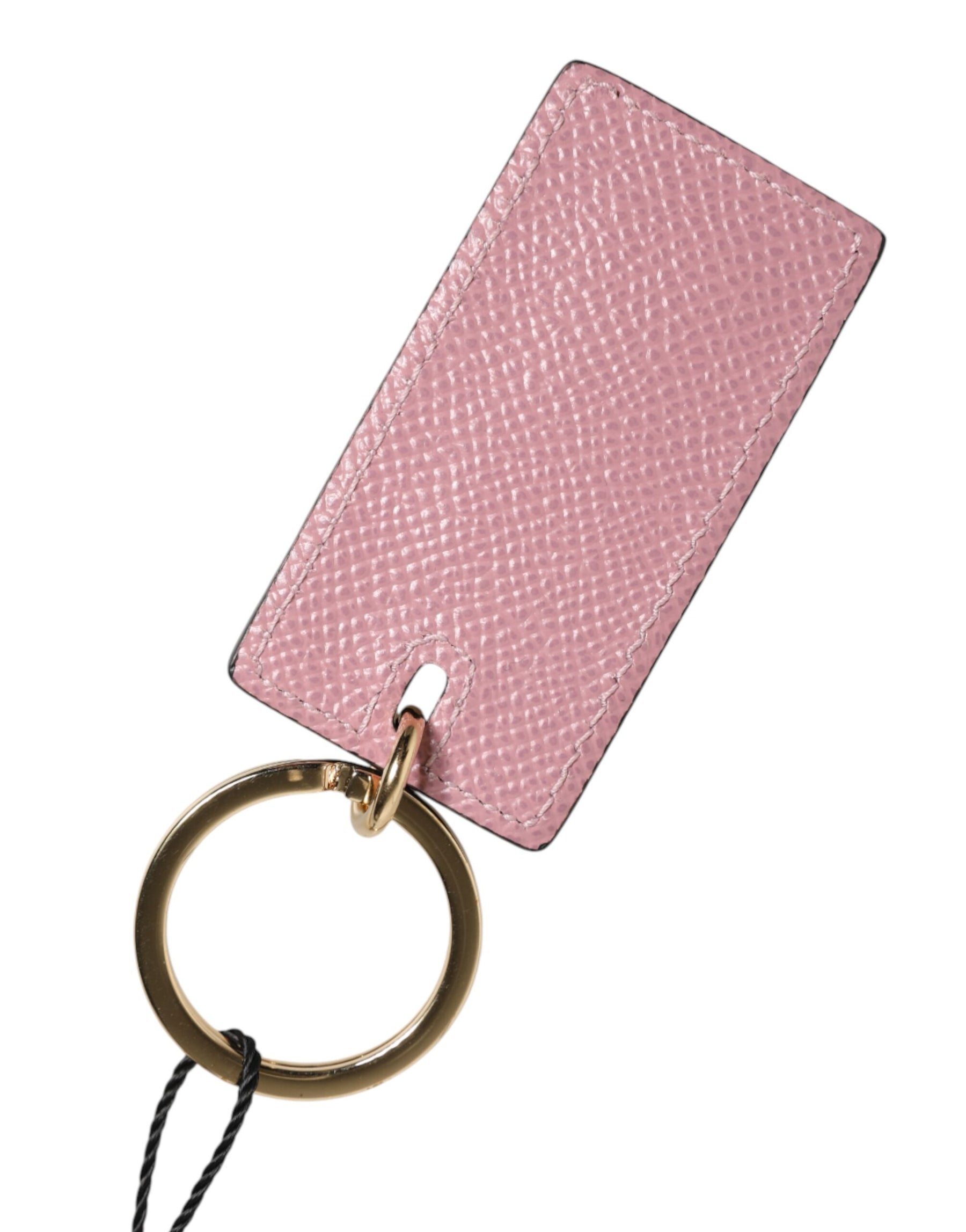 Dolce & Gabbana Pink Calf Leather Logo Metal Ring Men Keychain Keyring | Regal Royce