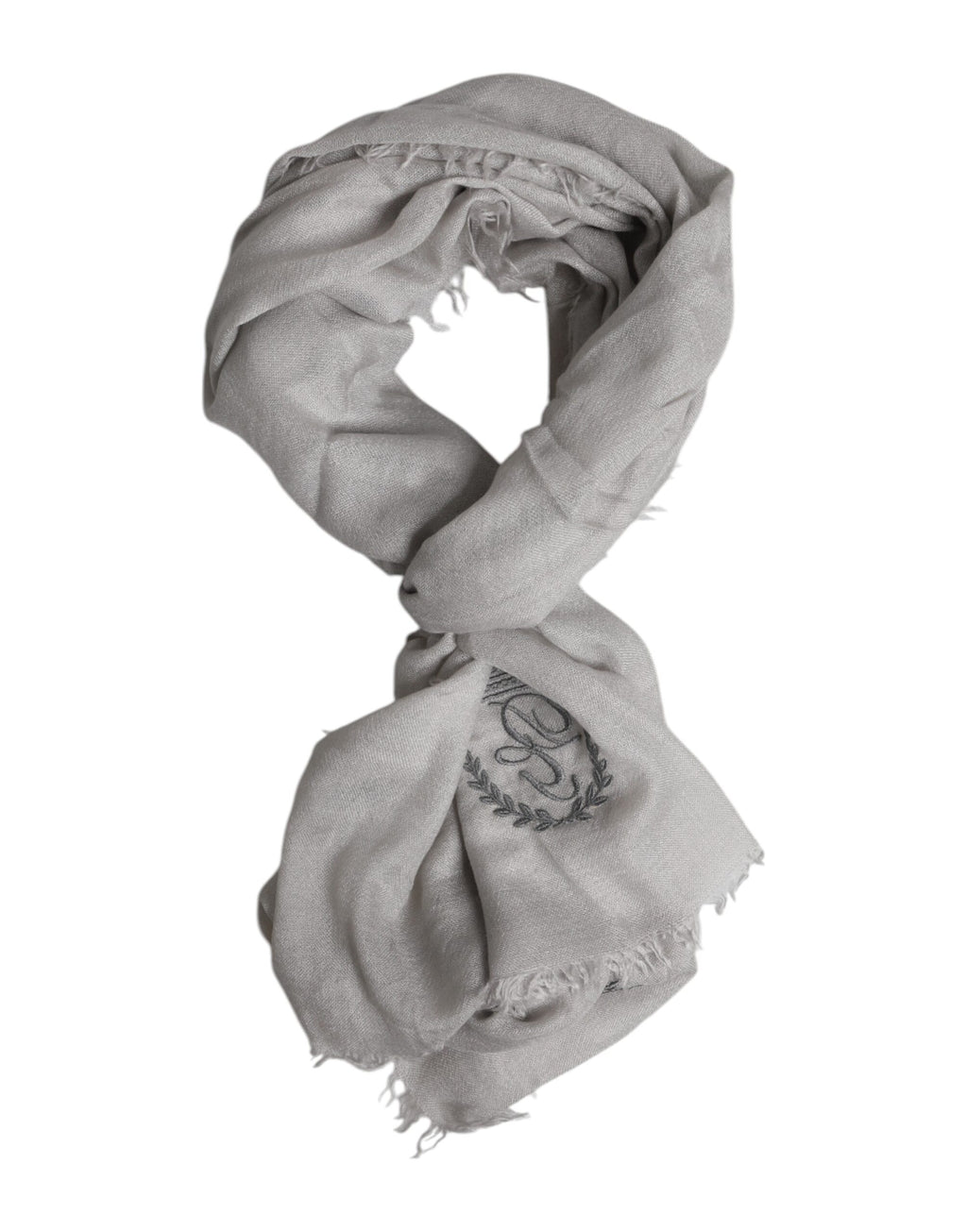 Dolce & Gabbana Gray Cashmere Knit Fringes Neck Foulard 67cm x200cm Foulard Scarf