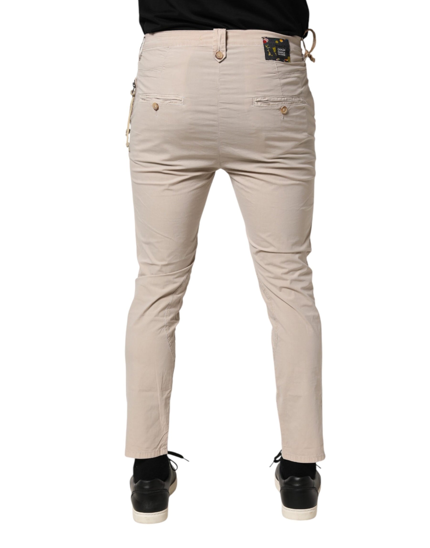 Daniele Alessandrini Beige Cotton Stretch Slim Fit Denim Jeans | Regal Royce