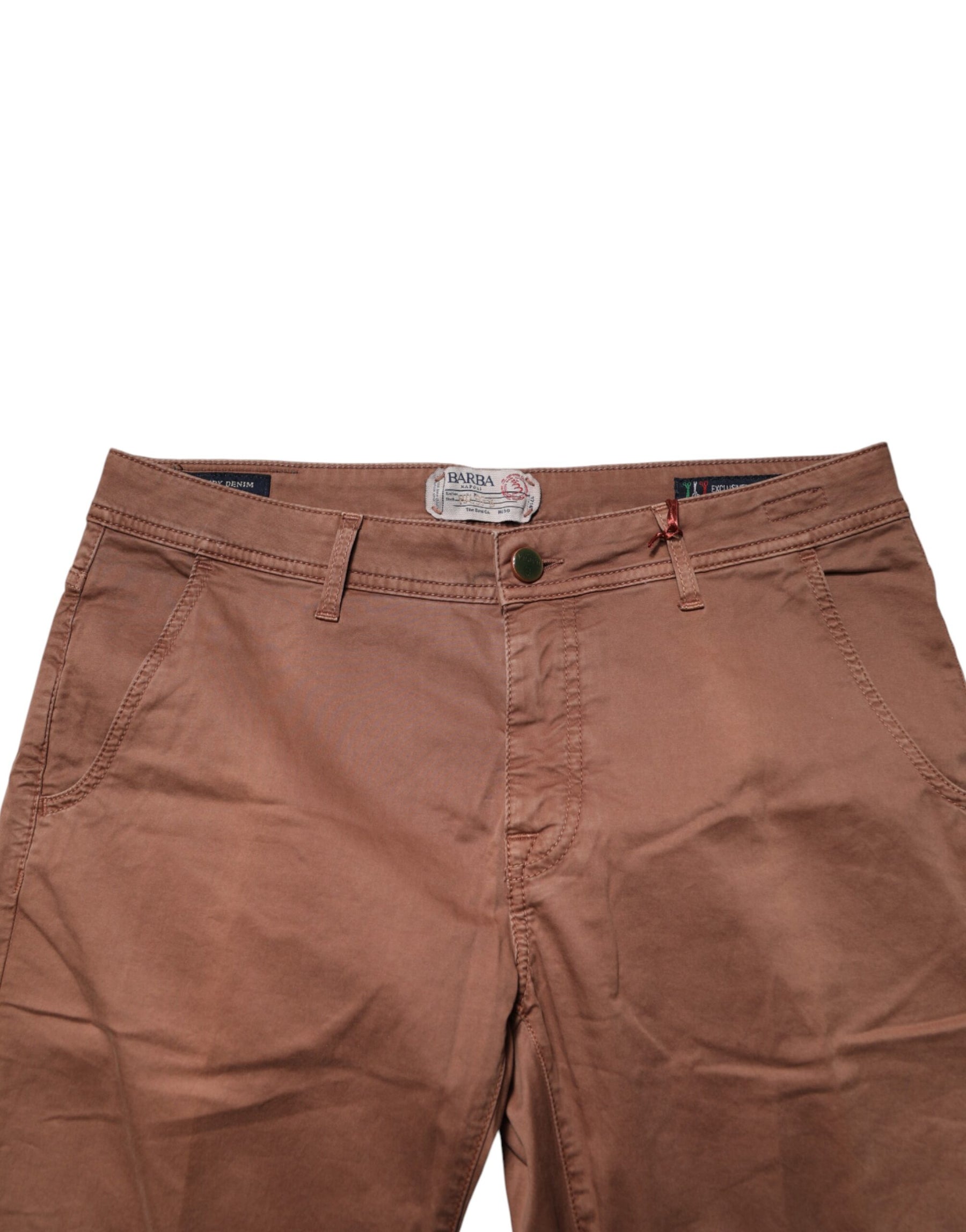 Barba Napoli Brown Mid Waist Skinny Fit Denim Men Trouser Jeans | Regal Royce