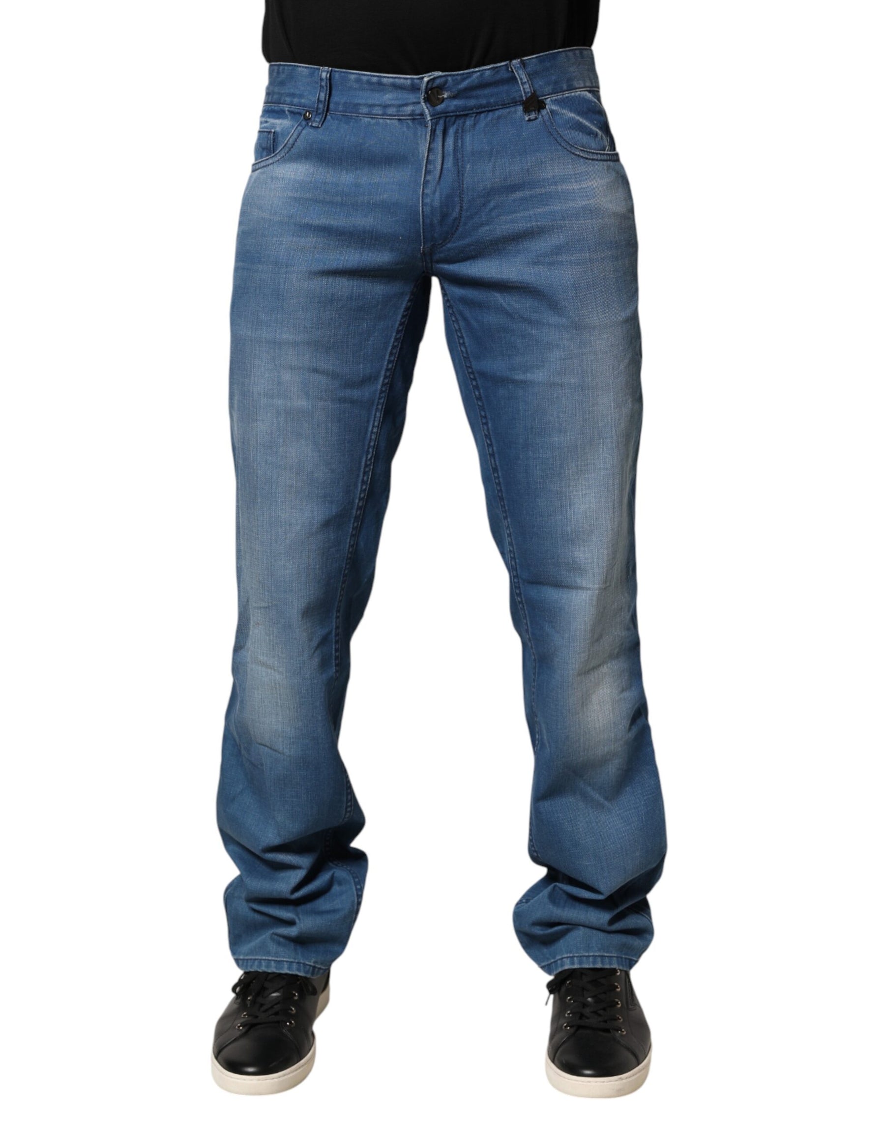 Verri Blue Washed Cotton Regular Fit Men Denim Trouser Jeans | Regal Royce