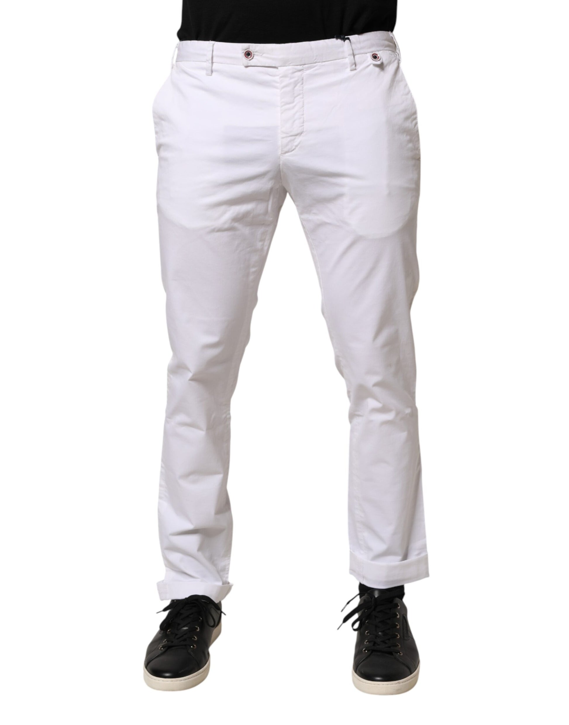 AT.P.CO White Cotton Skinny Fit Mid Waist Denim Trouser Jeans