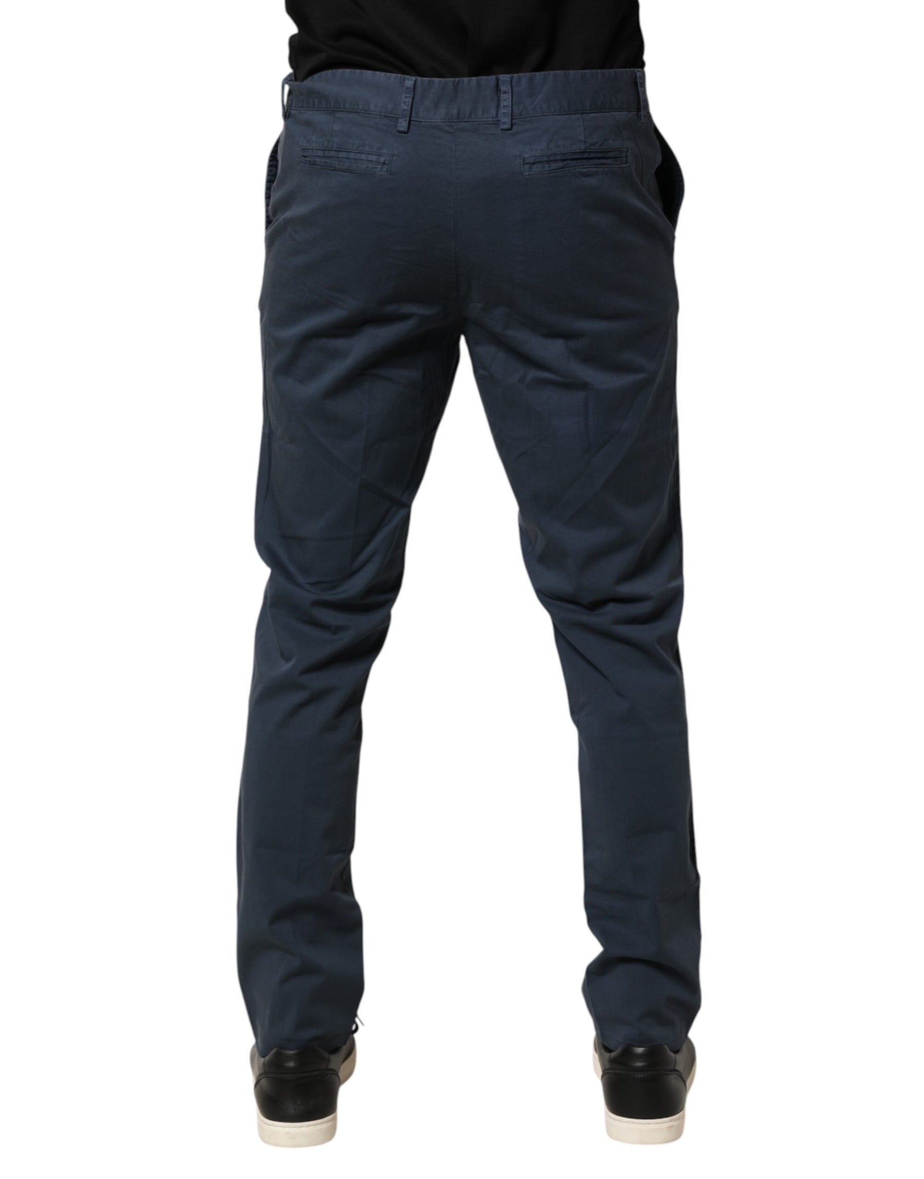 Master Coat Blue Skinny Fit Mid Waist Men Chino Trouser Pants | Regal Royce