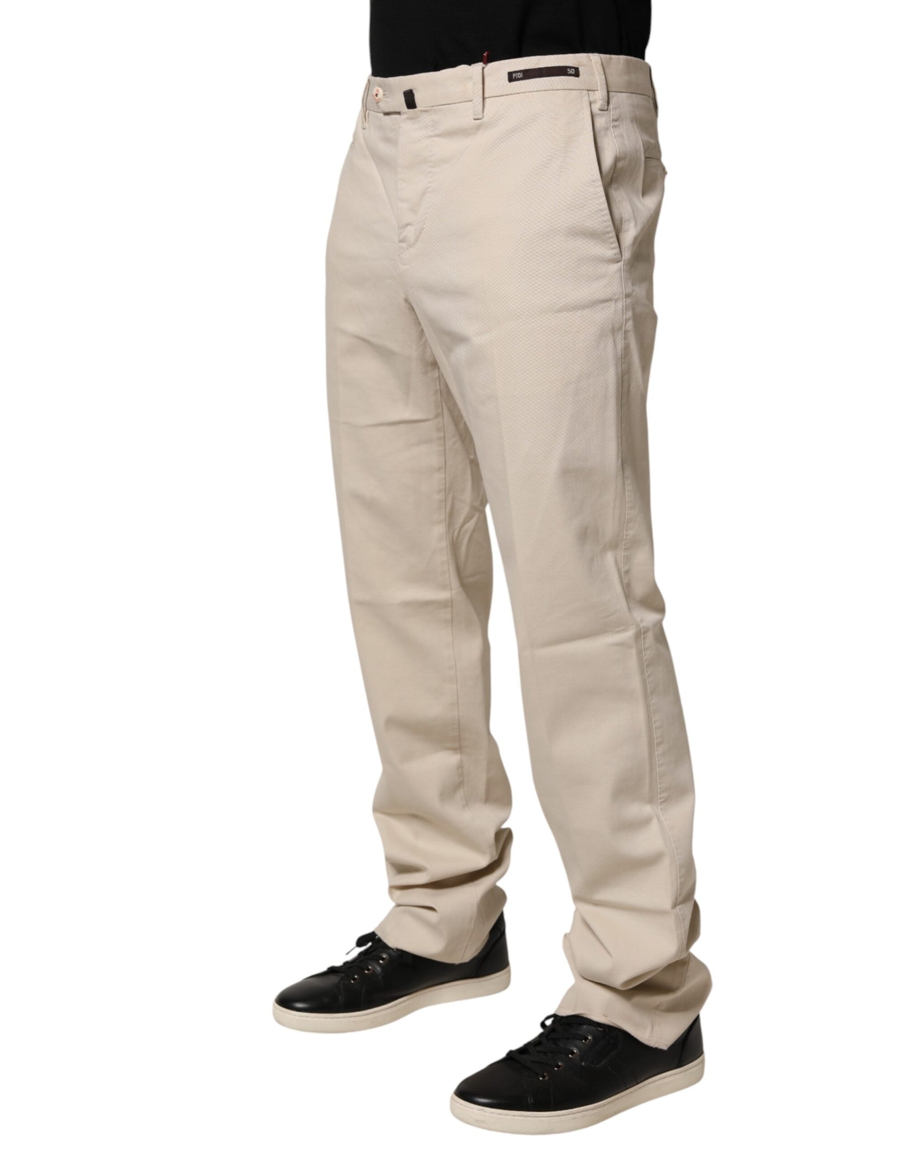 PT01 Beige Men Chino Mid Waist Straight Dress Trouser Pants | Regal Royce