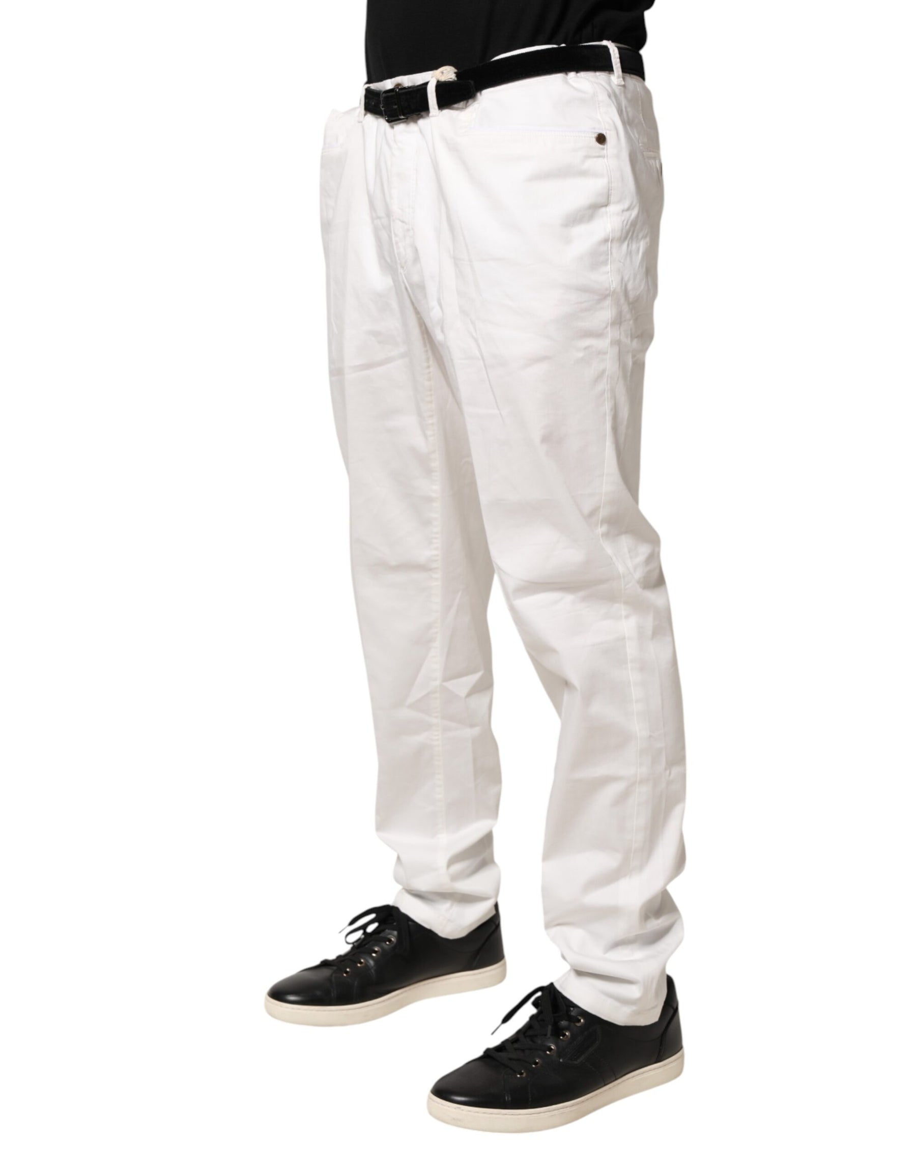 Domenico Tagliente White Tapered Dress Formal Trouser Pants | Regal Royce