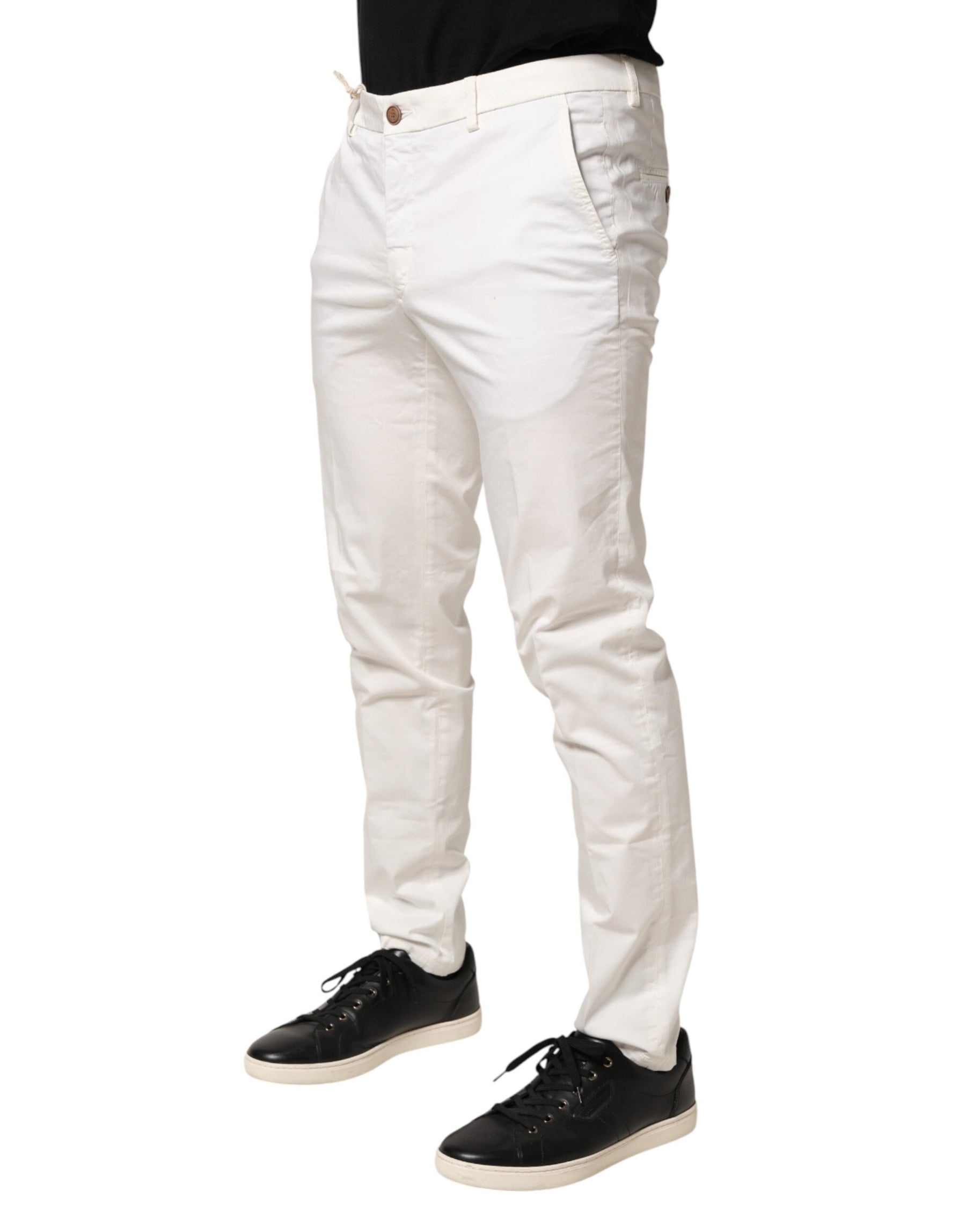 Domenico Tagliente White Tapered Dress Formal Trouser Pants | Regal Royce
