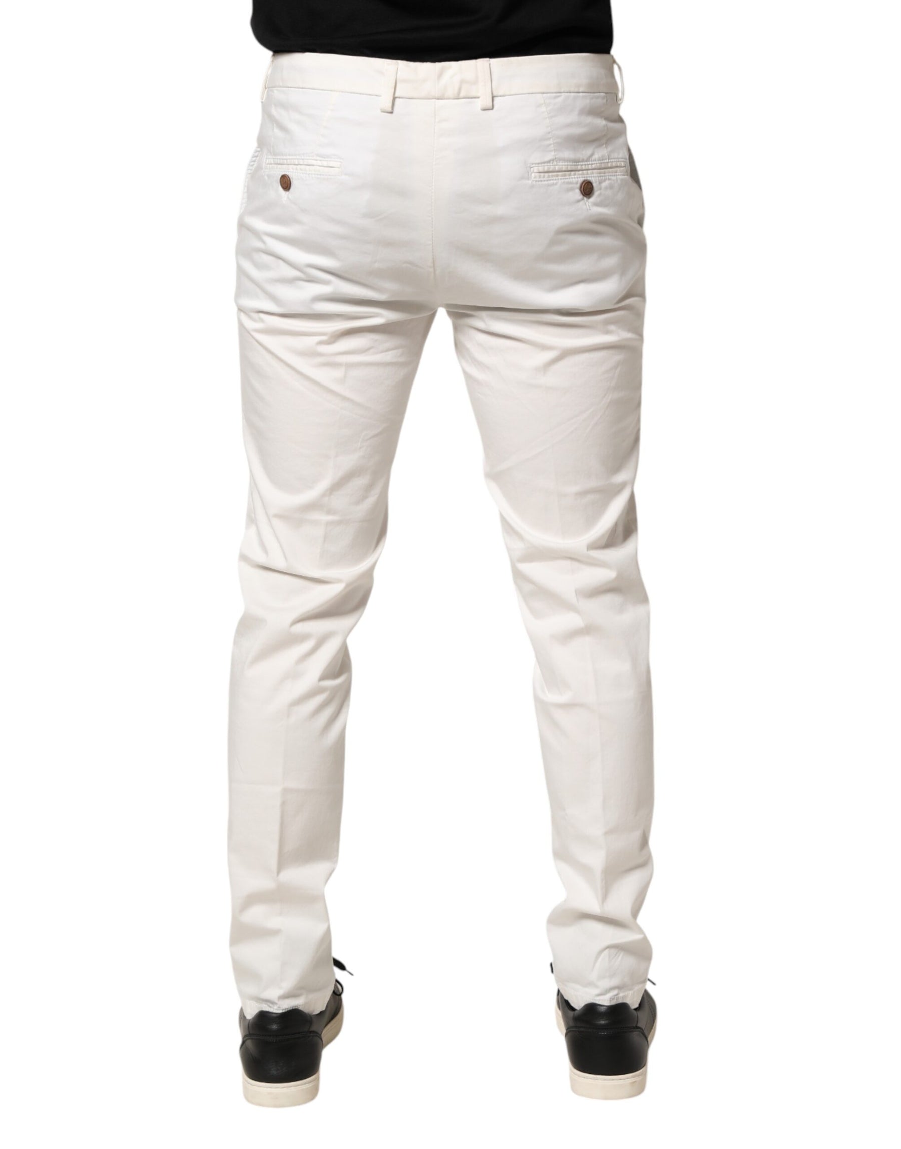 Domenico Tagliente White Tapered Dress Formal Trouser Pants | Regal Royce