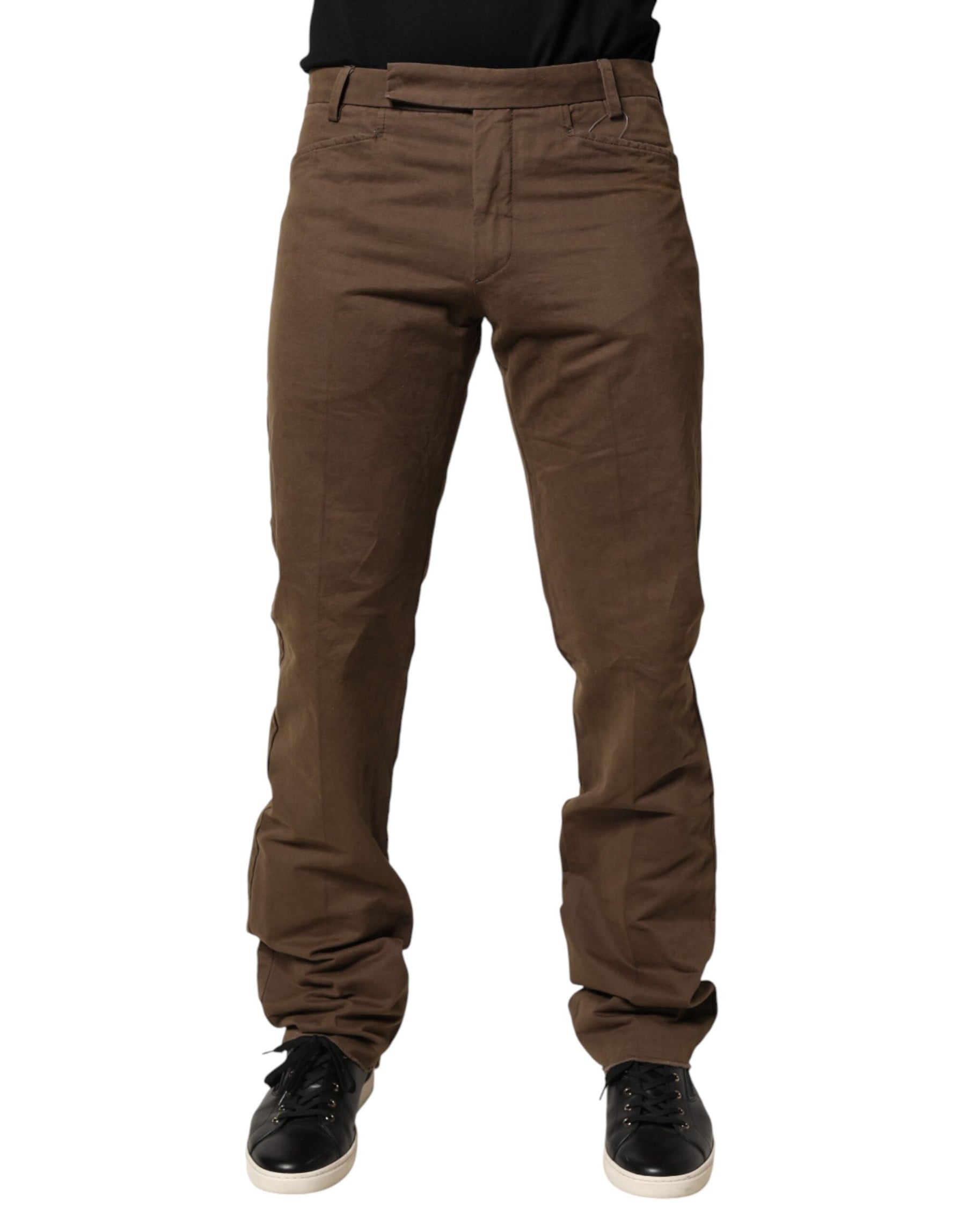Exte Brown Straight Cut Mid Waist Chino Men Trouser Pants | Regal Royce