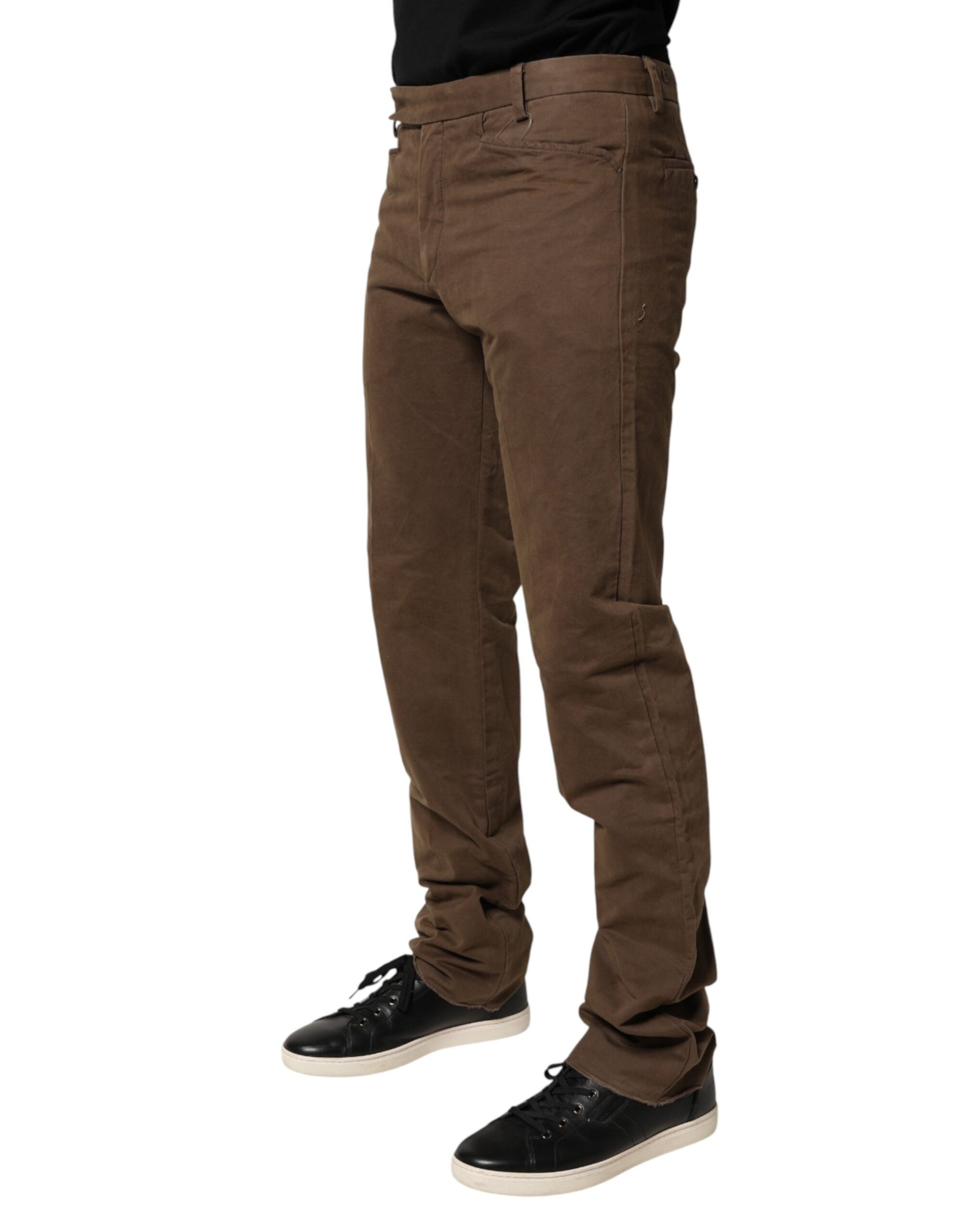 Exte Brown Straight Cut Mid Waist Chino Men Trouser Pants | Regal Royce