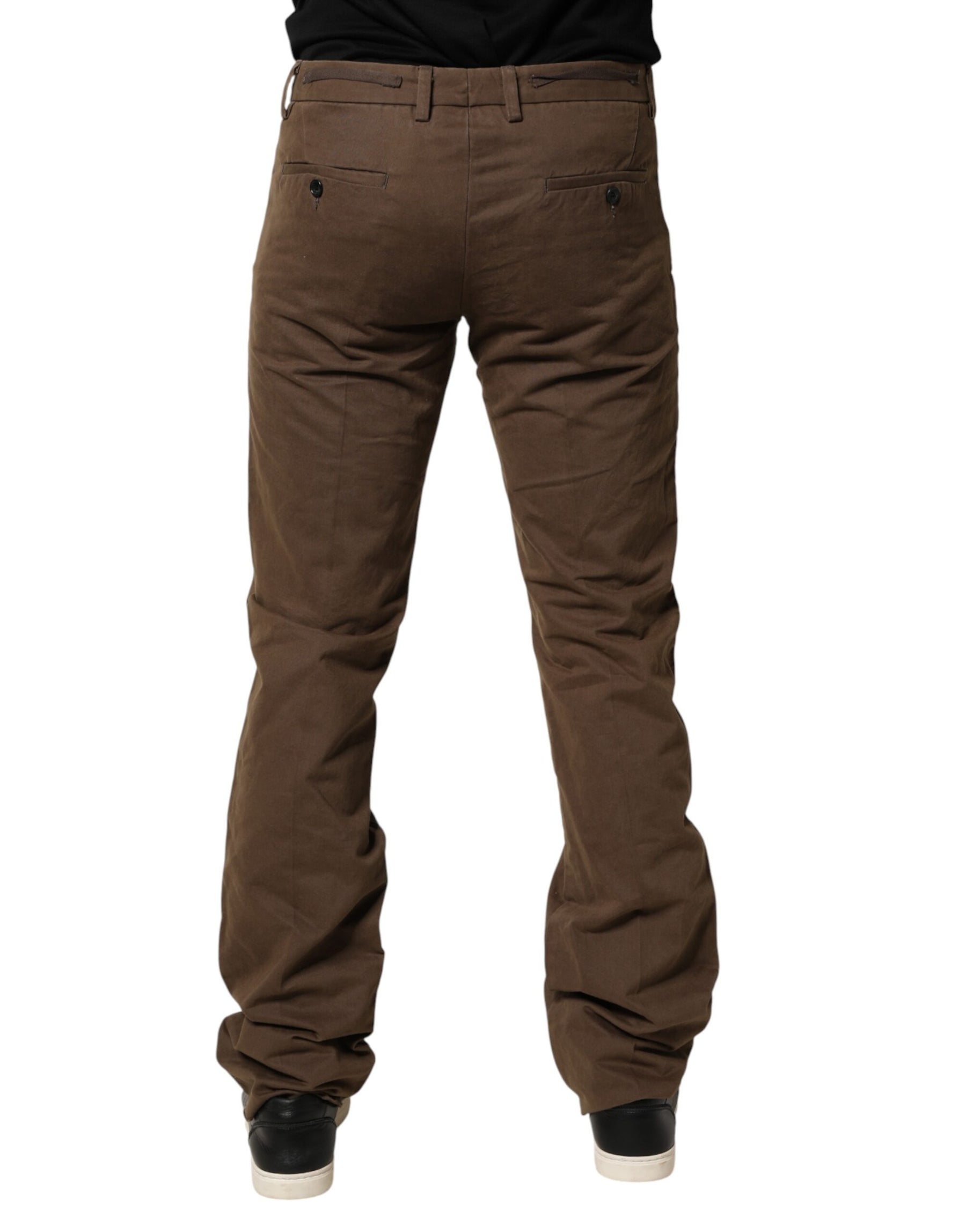 Exte Brown Straight Cut Mid Waist Chino Men Trouser Pants | Regal Royce