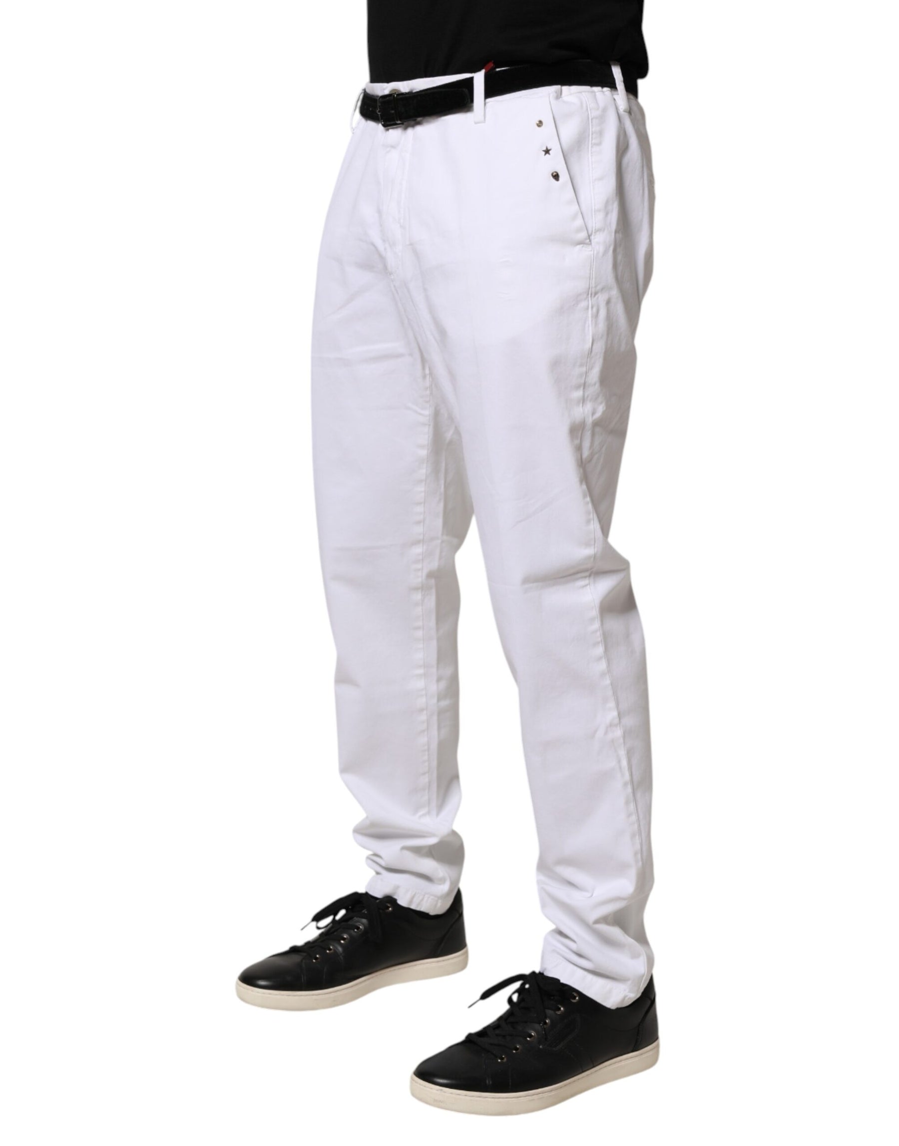 AGLINI White Skinny Fit Mid Waist Men Denim Trouser Jeans | Regal Royce