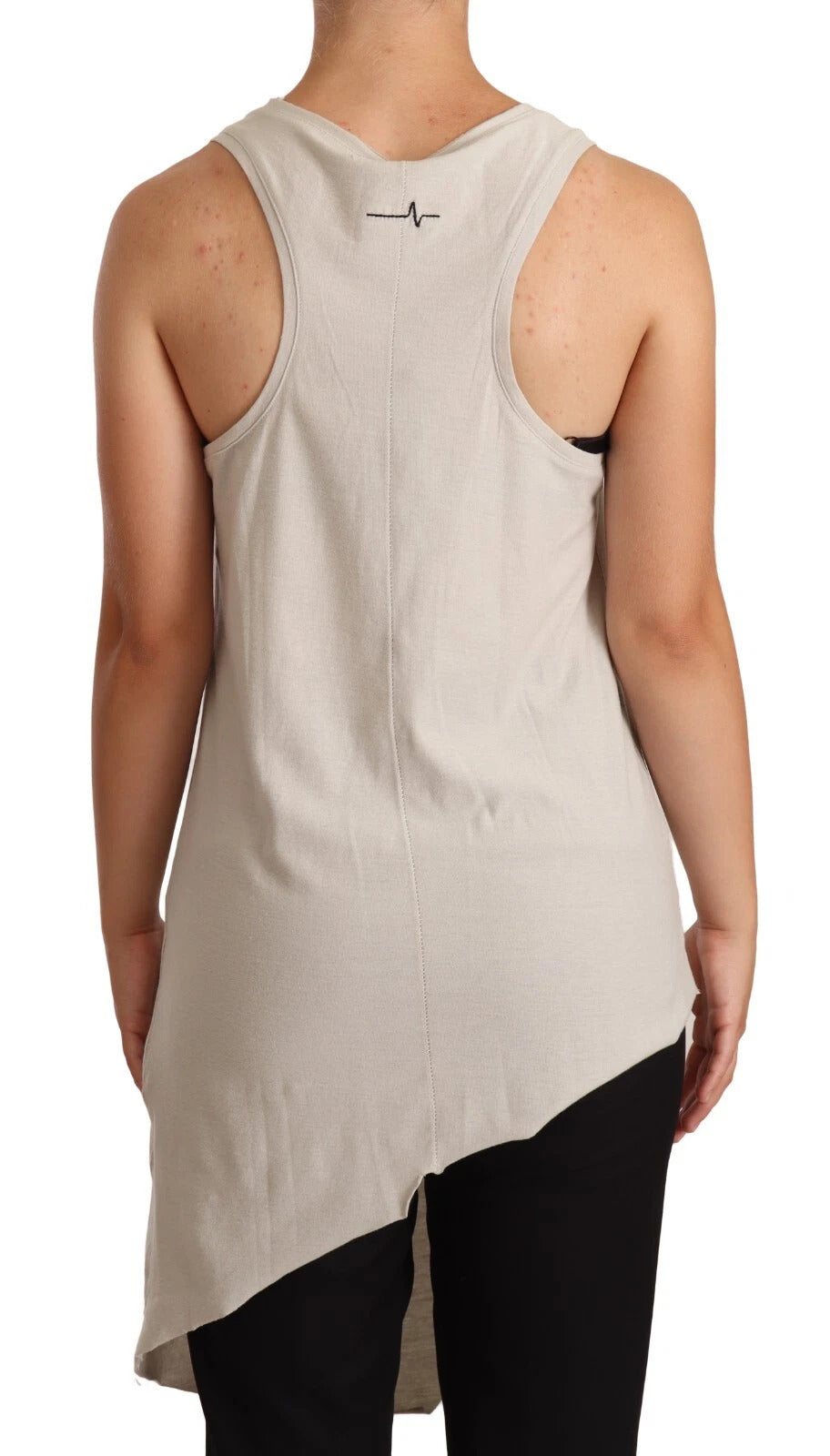 Max Mara Light Gray 100% Cotton Sleeveless Razor Back Tank Top | Regal Royce