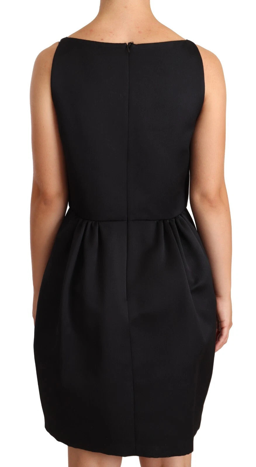 Cédric Charlier Black Sleeveless Pleated Aline Knee Length Dress | Regal Royce