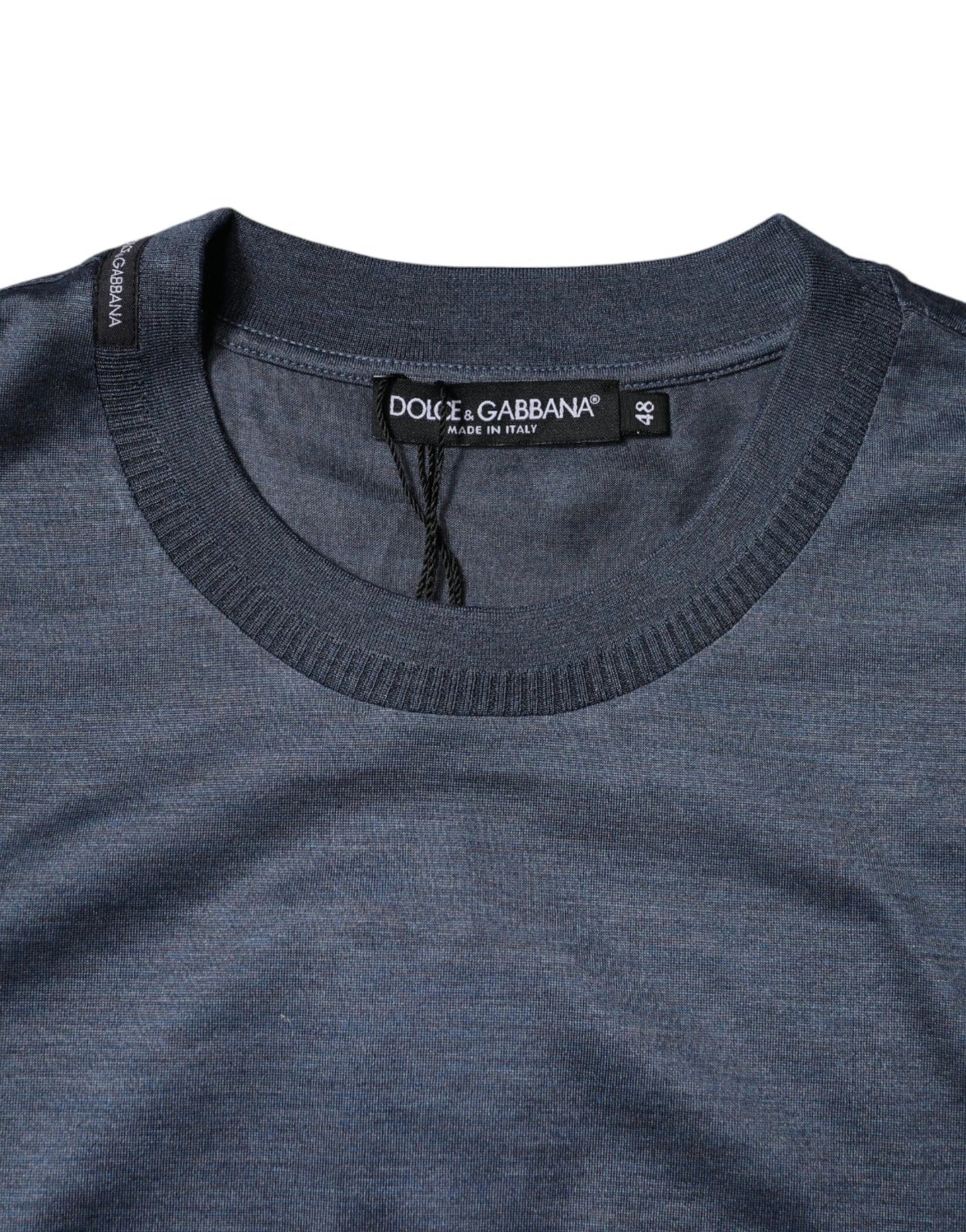 Dolce & Gabbana Blue Silk Crew Neck Short Sleeves Men T-shirt | Regal Royce