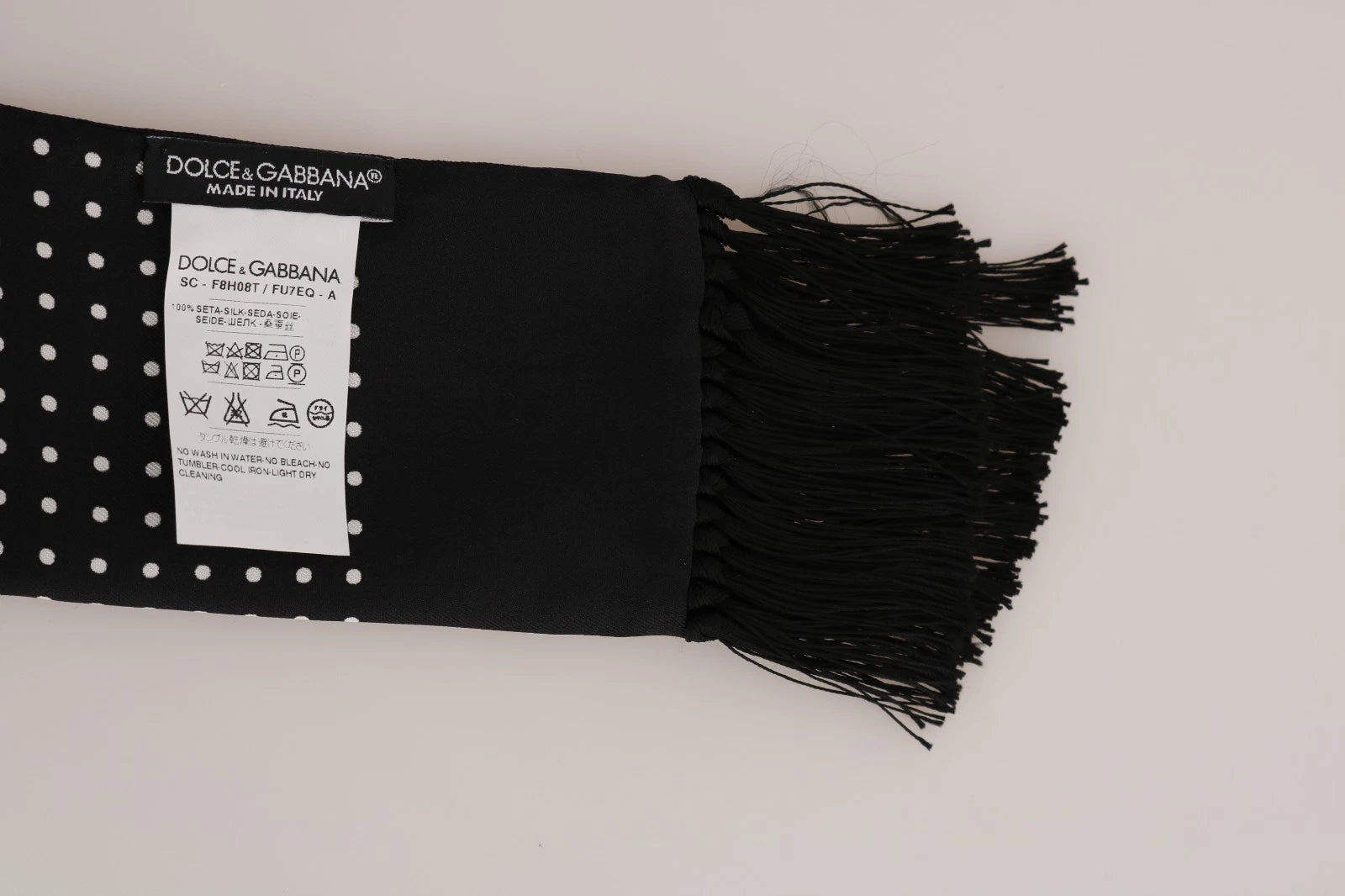 Dolce & Gabbana White Cotton Black Silk Scarf Top T-shirt | Regal Royce