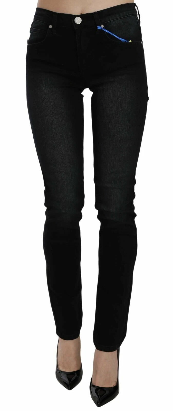 Versace Jeans Couture Dark Black Dora Slim Fit Denim Pants | Regal Royce