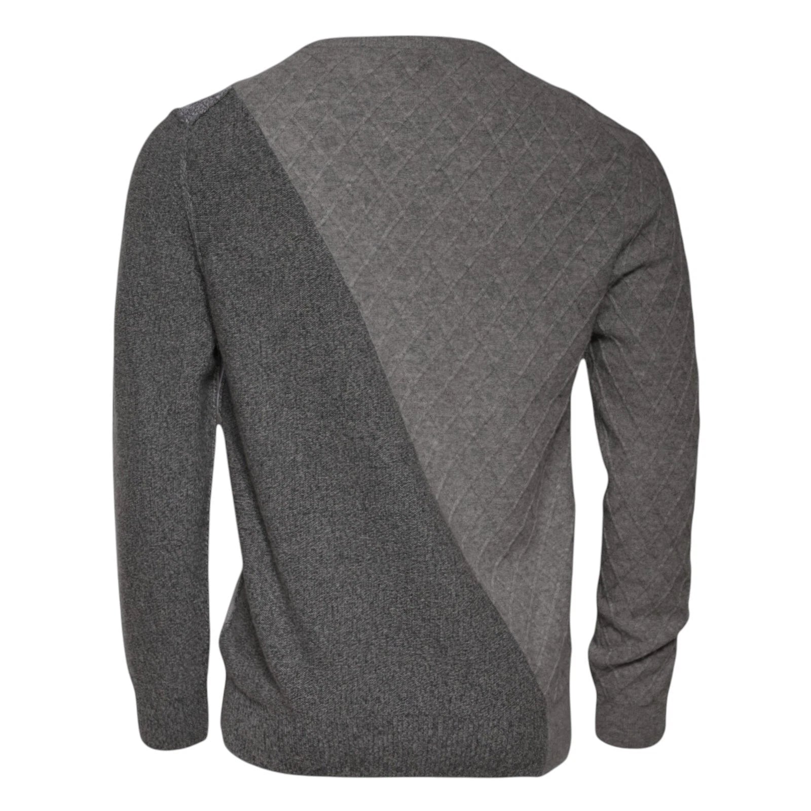 Ballantyne Gray Cashmere Argyle Intarsia Knit Crew Neck Men Sweater | Regal Royce