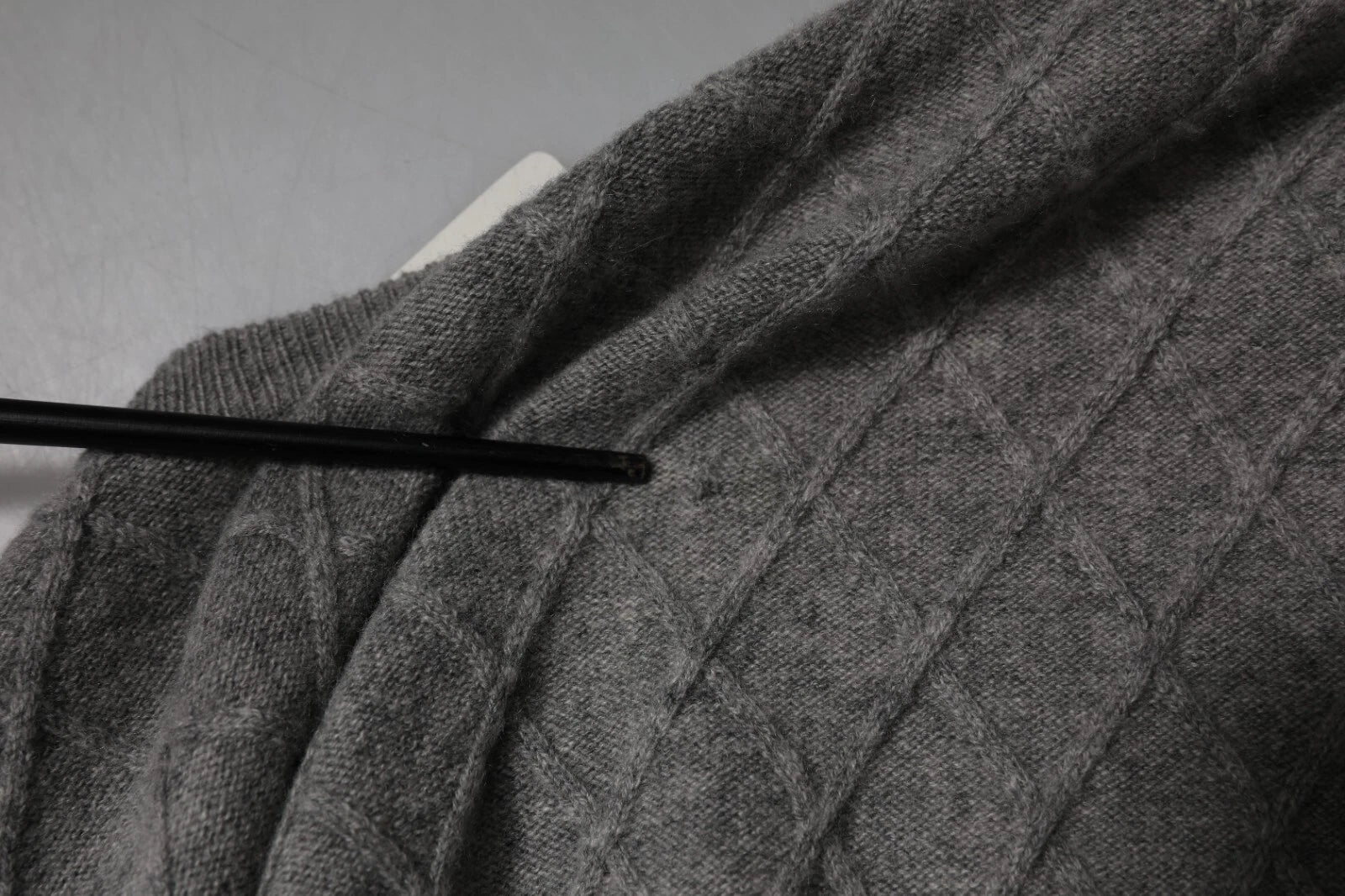 Ballantyne Gray Cashmere Argyle Intarsia Knit Crew Neck Men Sweater | Regal Royce