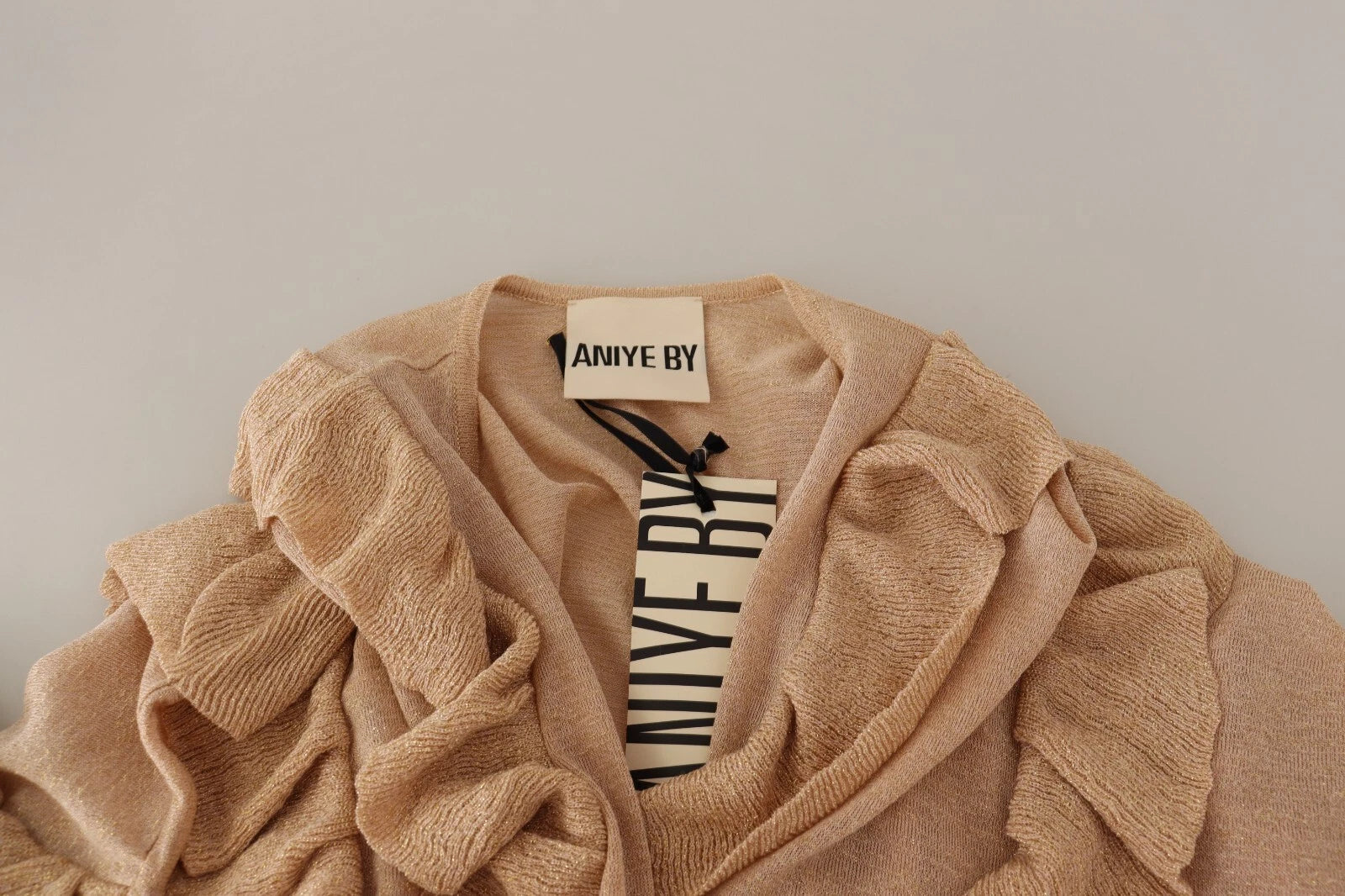 Aniye By Gold Ruffles Long Sleeves Viscose Cardigan Top