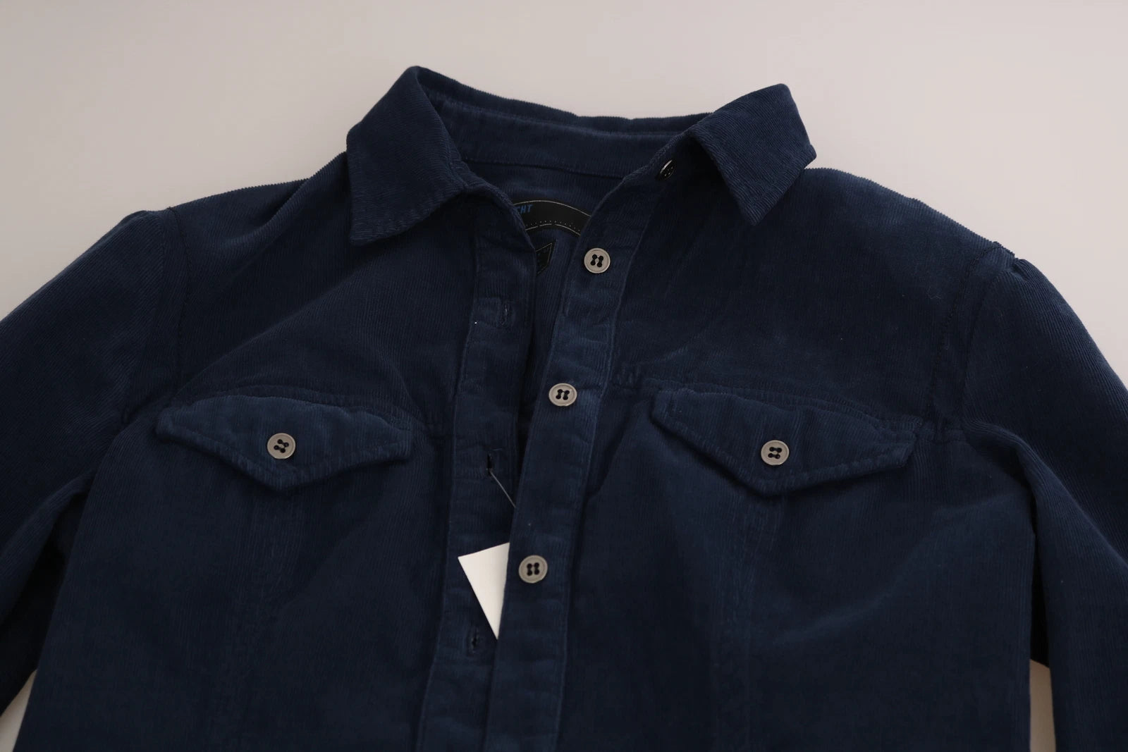 Acht Cotton Blue Corduroy Long Sleeves Shirt Top Blouse | Regal Royce