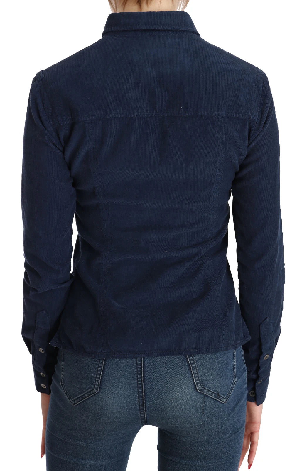 Acht Cotton Blue Corduroy Long Sleeves Shirt Top Blouse | Regal Royce