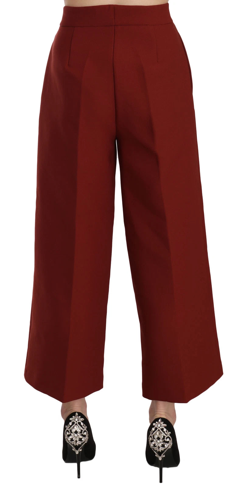 Jucca Red High Waist Cropped Flared Dress Formal Trouser Pants | Regal Royce