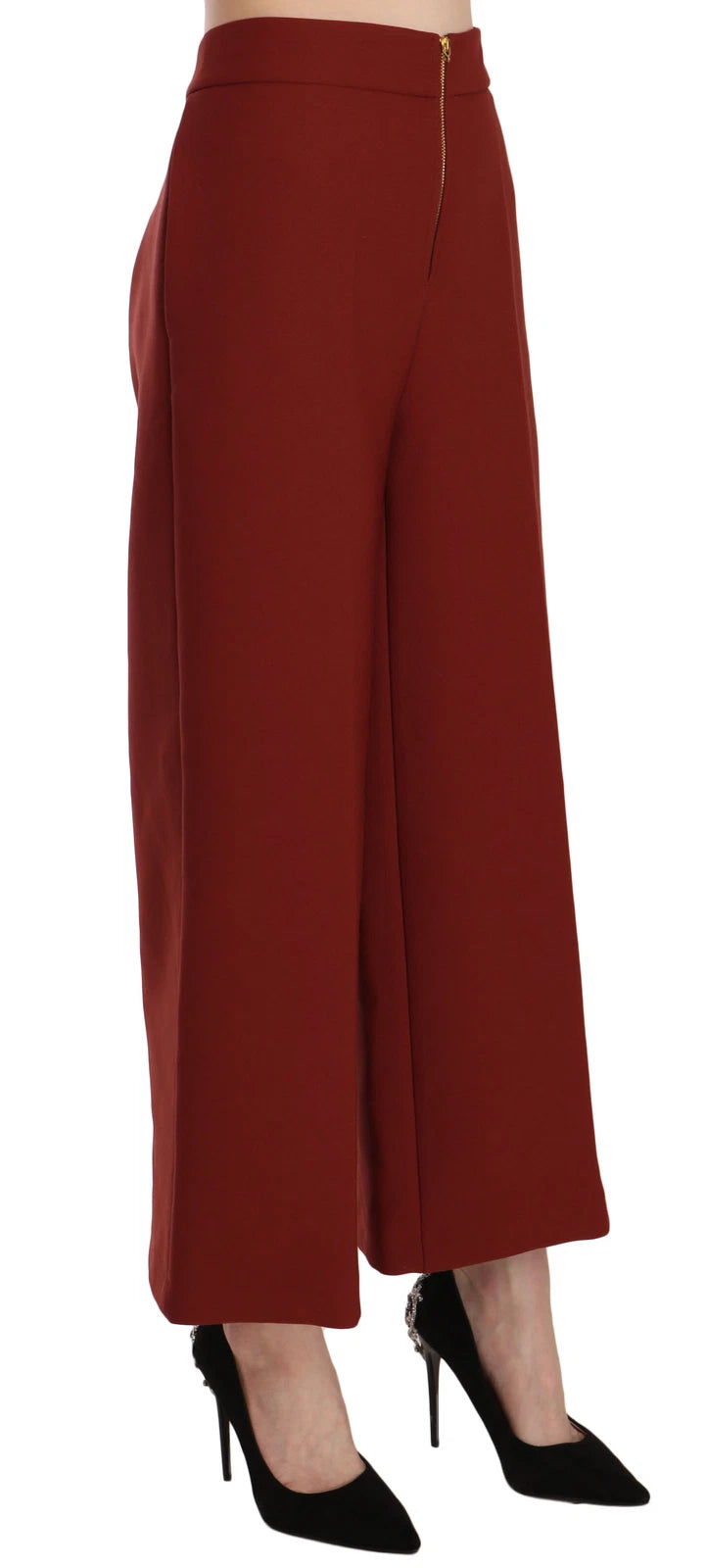 Jucca Red High Waist Cropped Flared Dress Formal Trouser Pants | Regal Royce