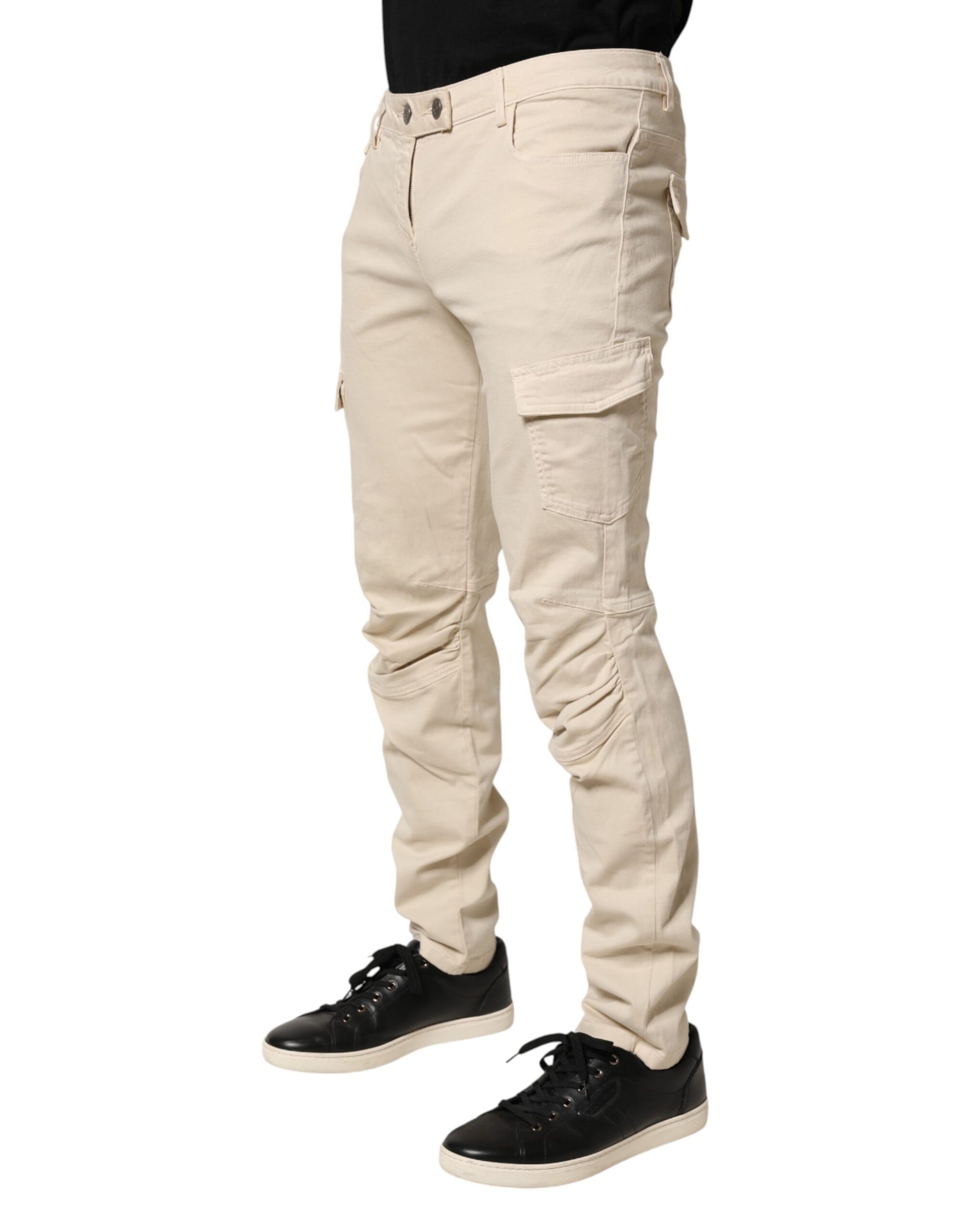 Scervino Street Beige Skinny Fit Mid Waist Men Denim Jeans