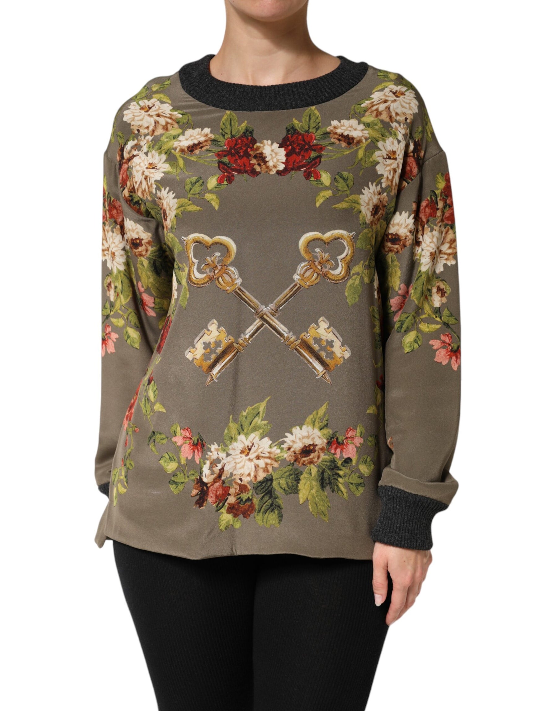 Dolce & Gabbana Enchanted Sicily Silk Crewneck Blouse Sweater | Regal Royce