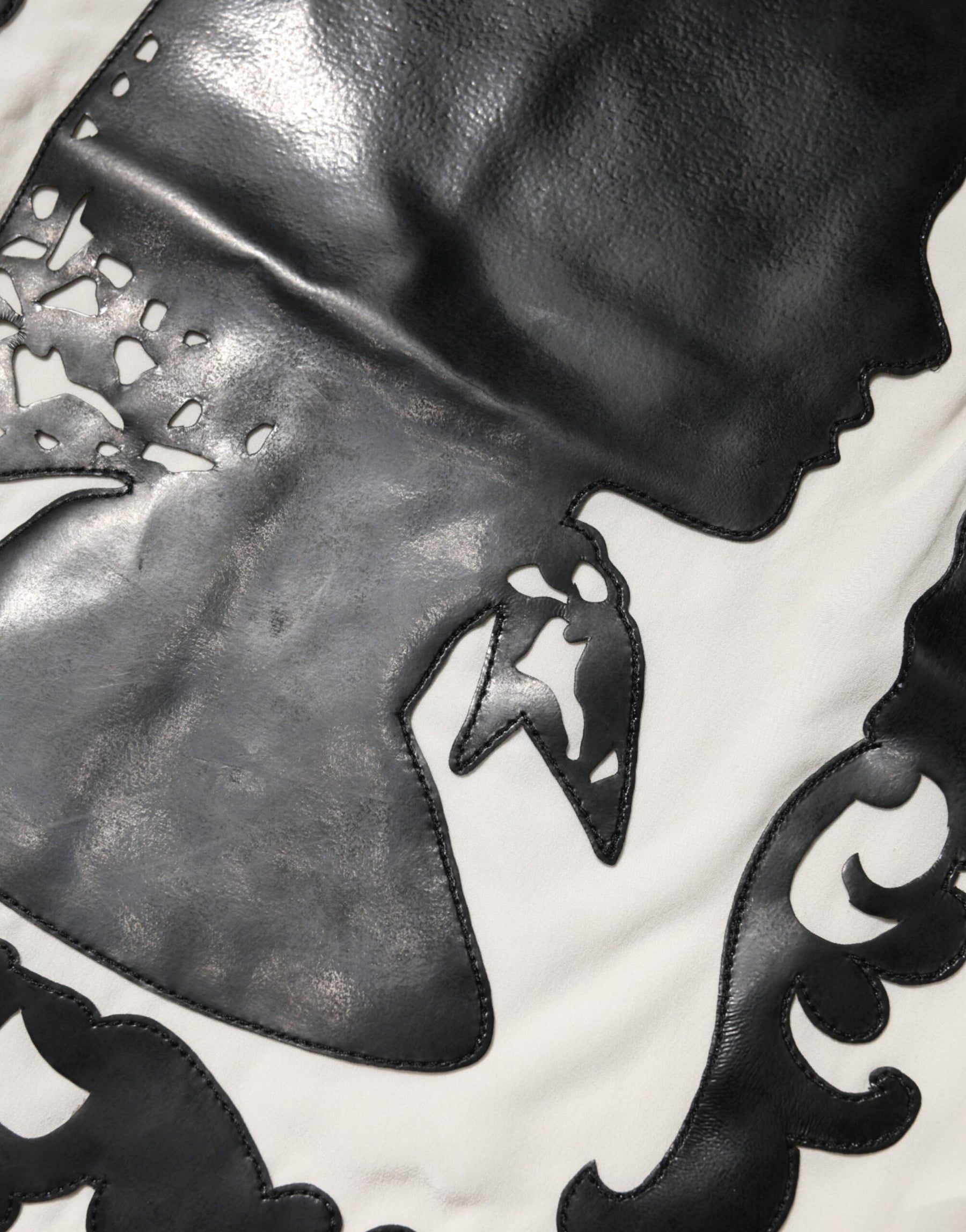 Dolce & Gabbana Cream Silk Silhouette Detail Short Sleeve Top | Regal Royce