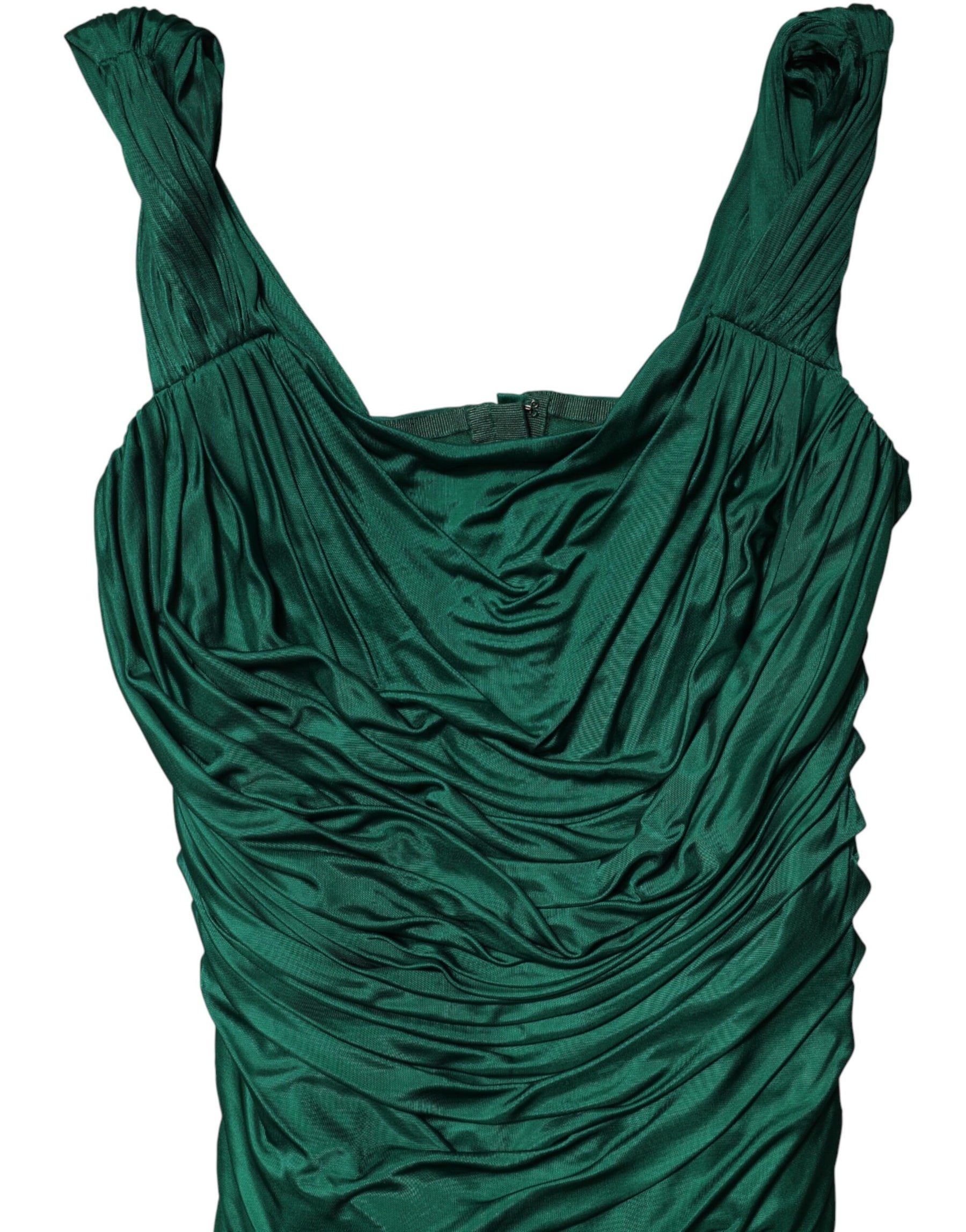 Dolce & Gabbana Green Viscose Drape Jersey Organzine Tank Top | Regal Royce