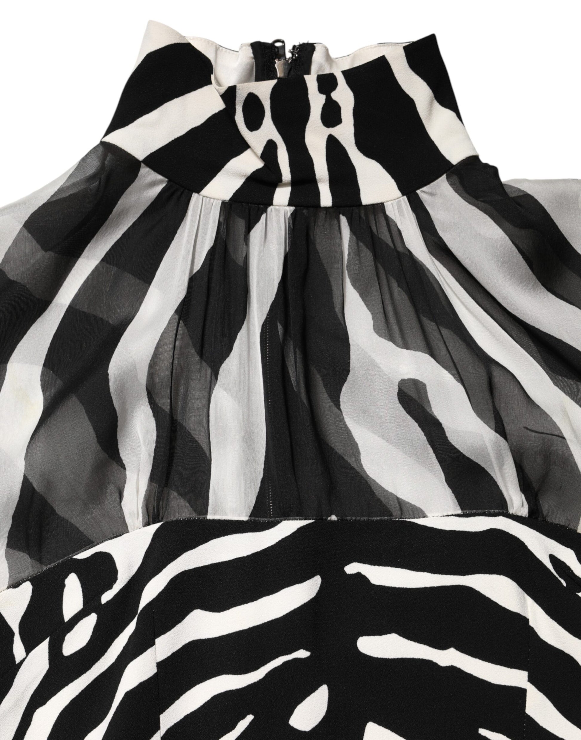 Dolce & Gabbana Zebra Print Chiffon Paneled Crop Blouse Top