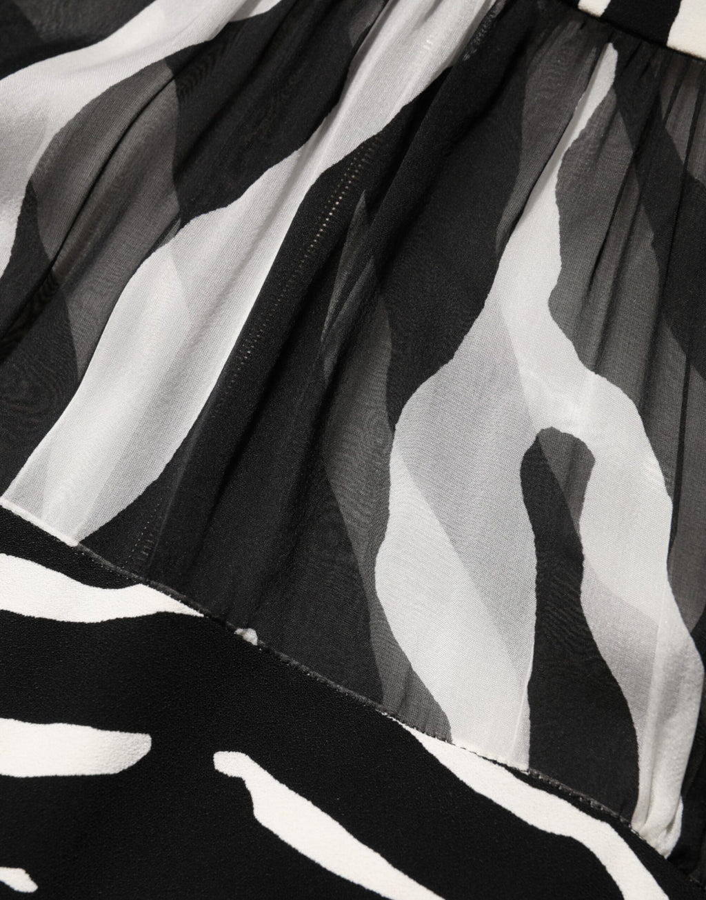 Dolce & Gabbana Zebra Print Chiffon Paneled Crop Blouse Top