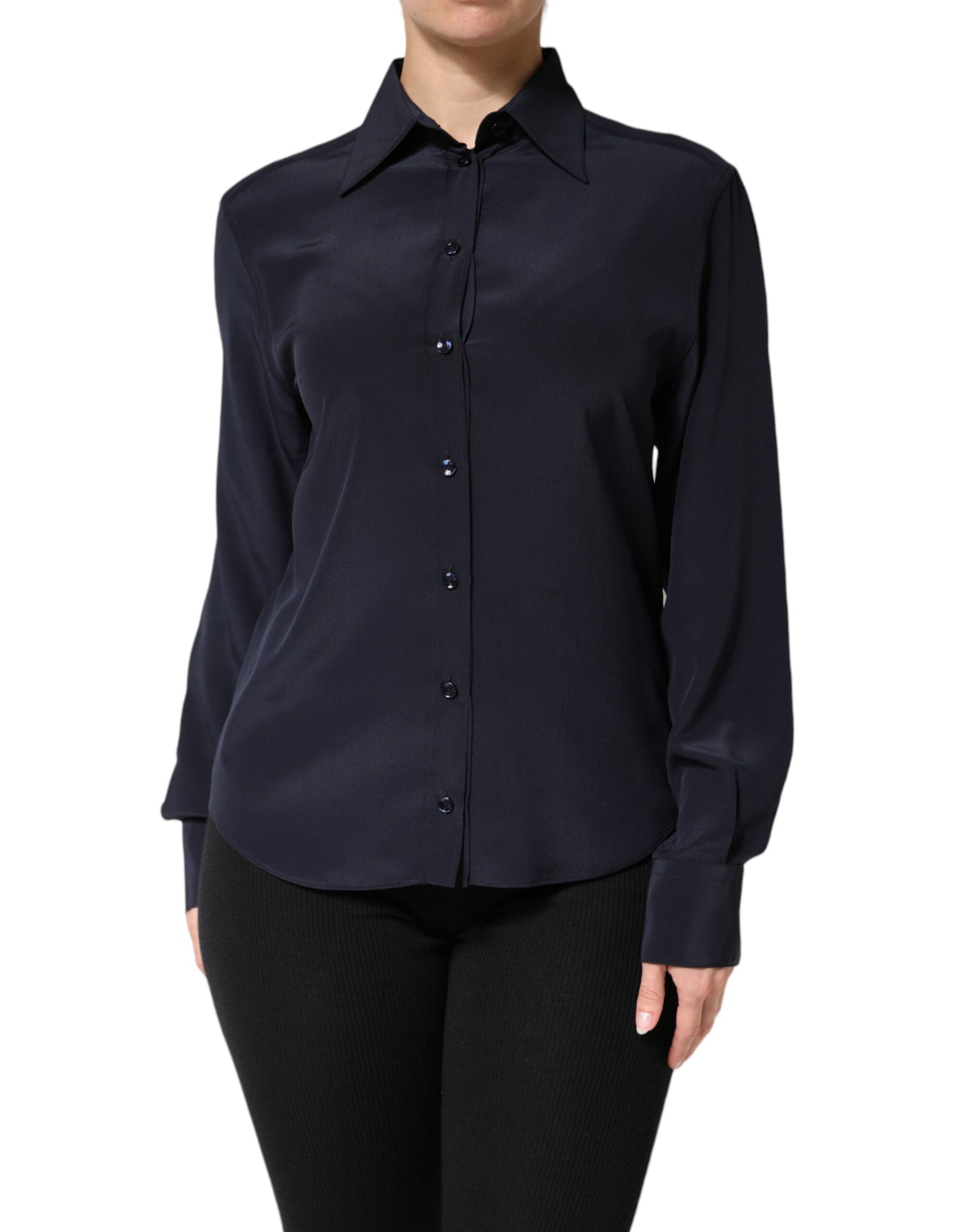 Dolce & Gabbana Blue Collared Long Sleeves Dress Shirt Top | Regal Royce