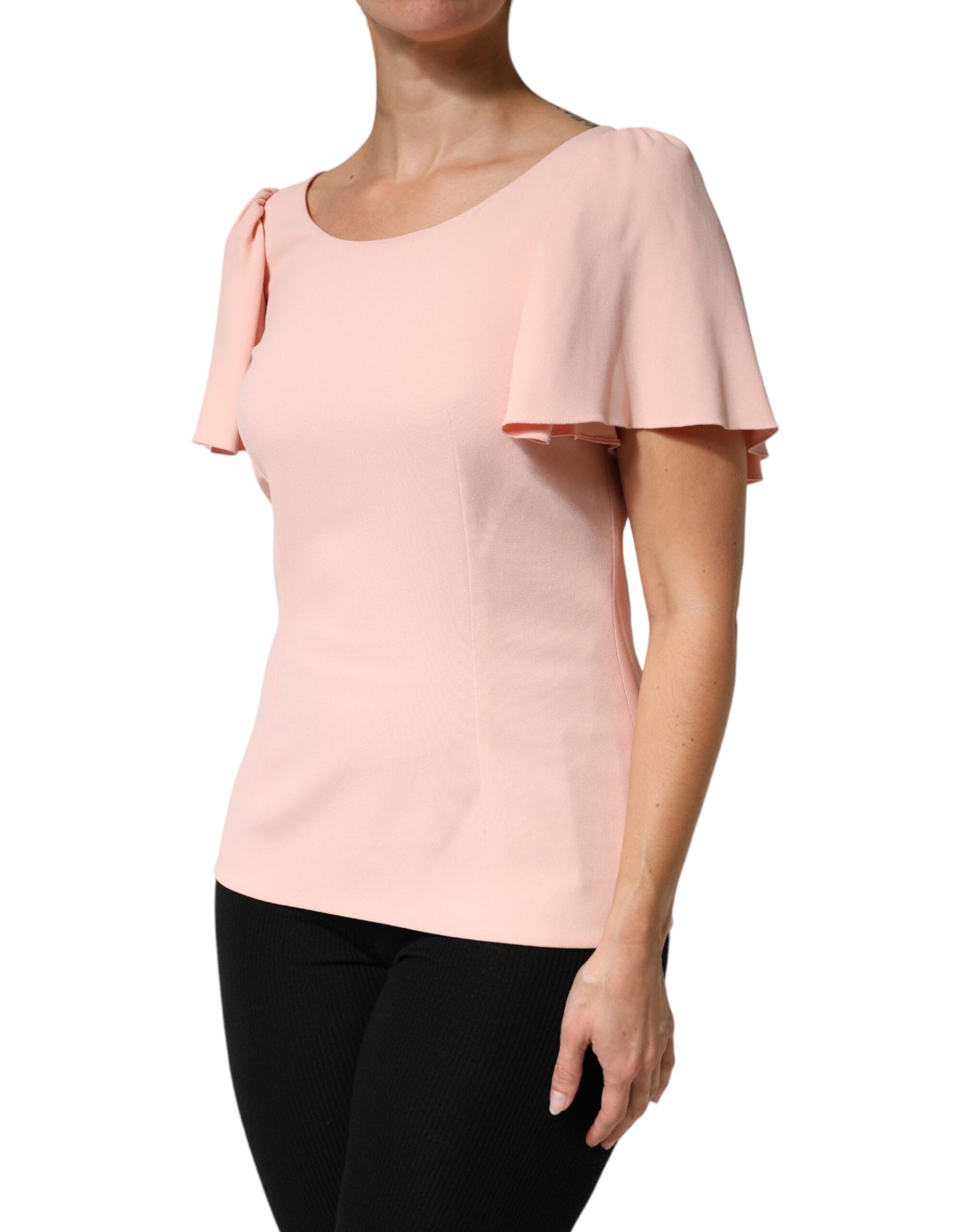 Dolce & Gabbana Pink Short Sleeves Round Neck Blouse Top | Regal Royce