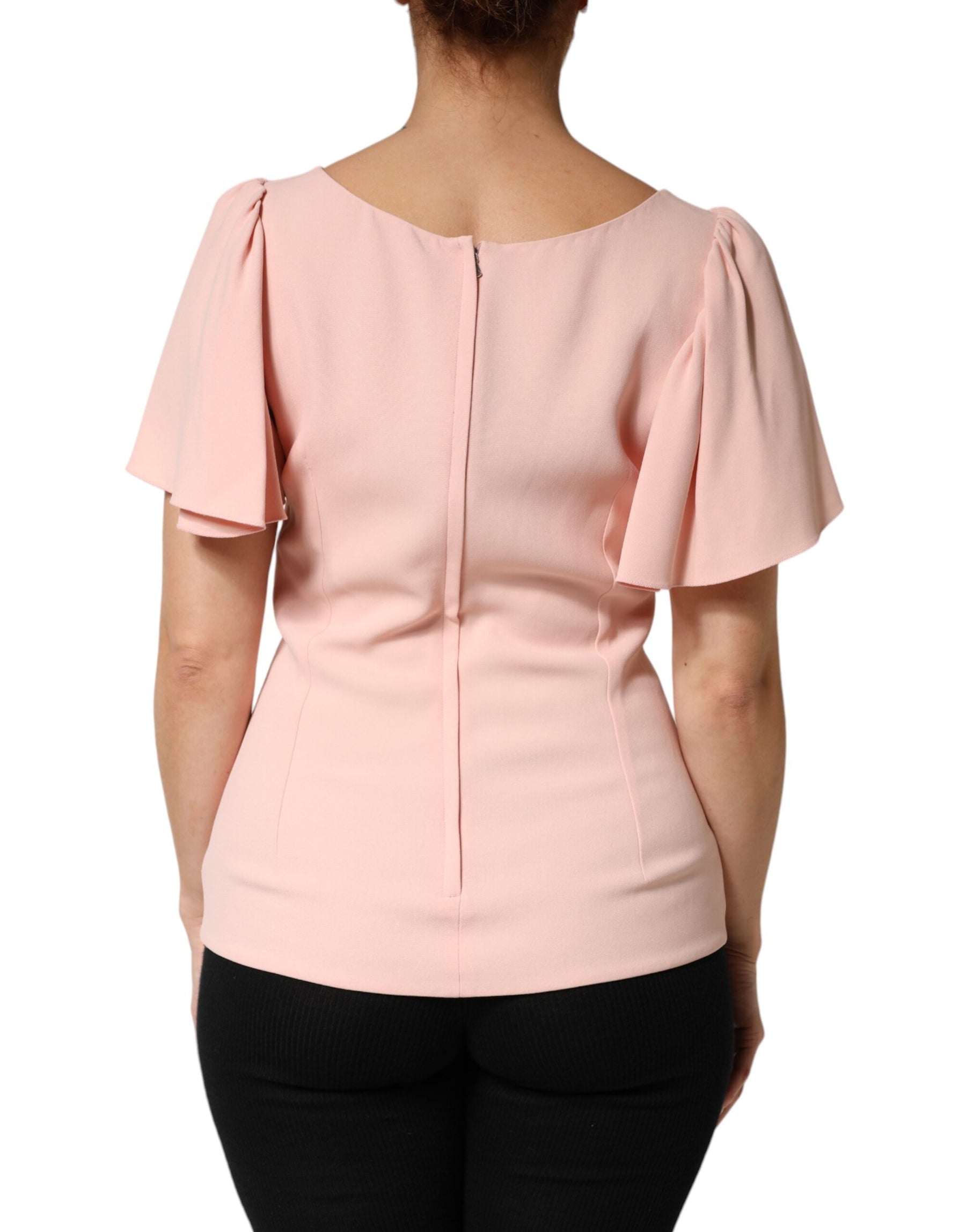 Dolce & Gabbana Pink Short Sleeves Round Neck Blouse Top | Regal Royce