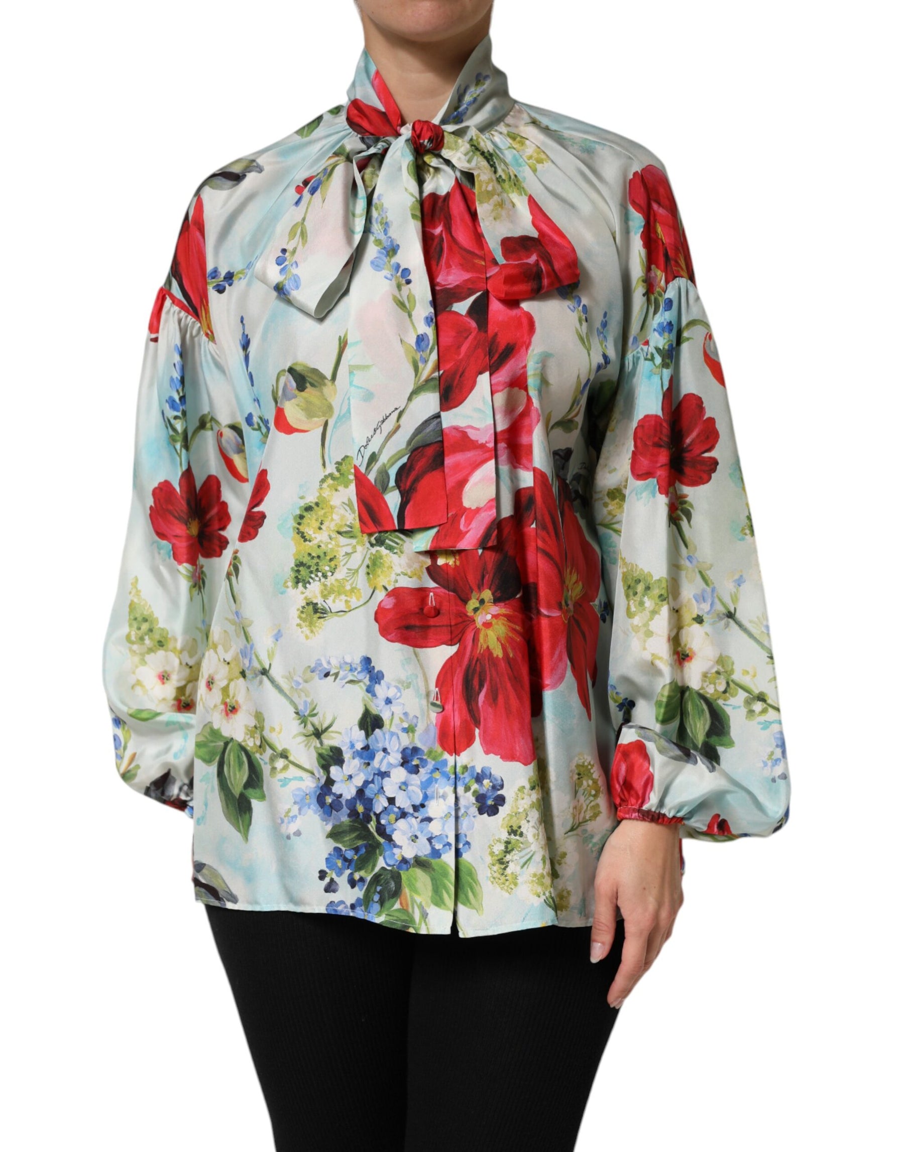 Dolce & Gabbana Multicolor Floral Long Sleeves Blouse Top | Regal Royce