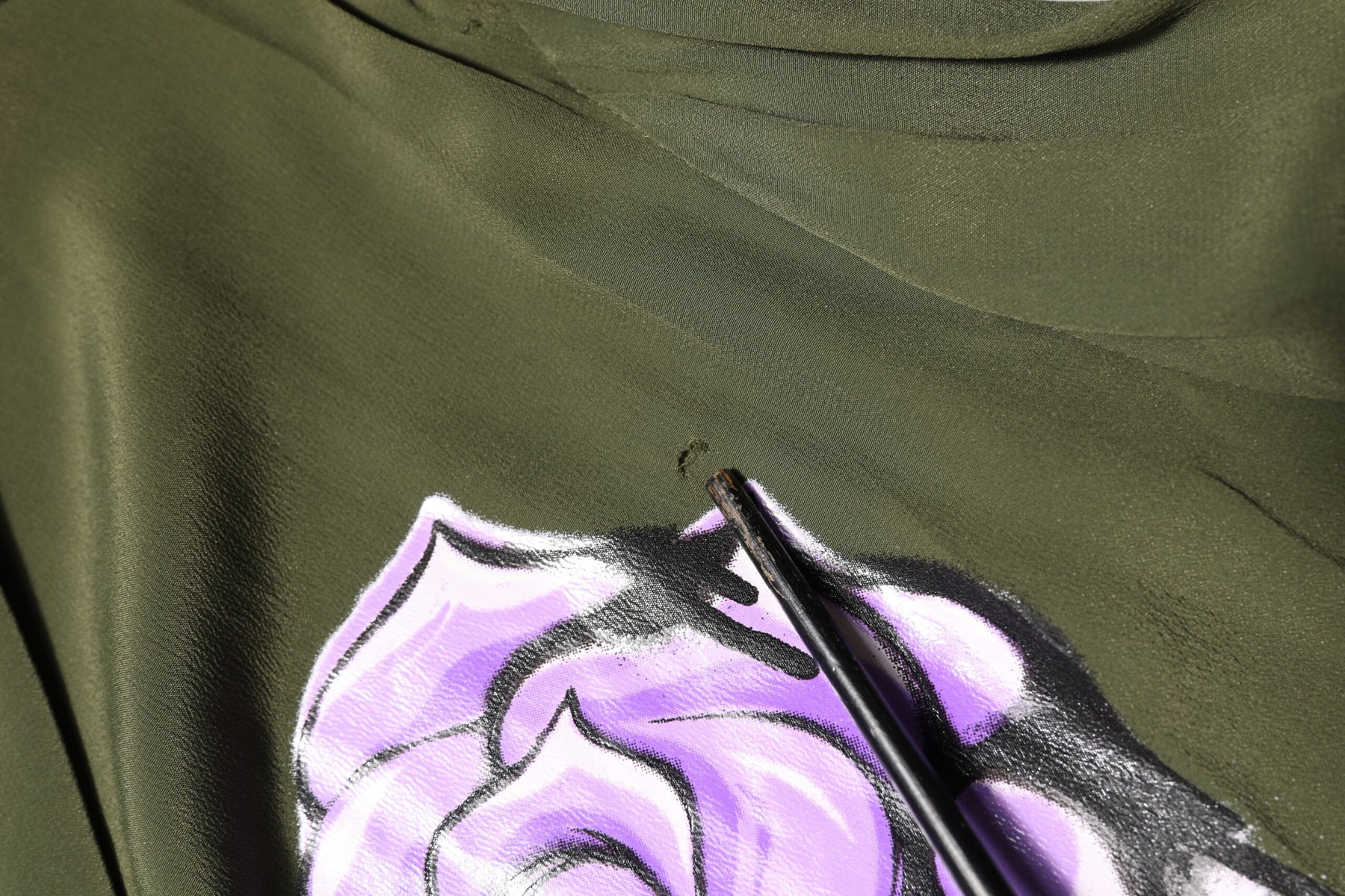 Boutique Moschino Top Green Acetate Collared Long Sleeves Floral Top | Regal Royce