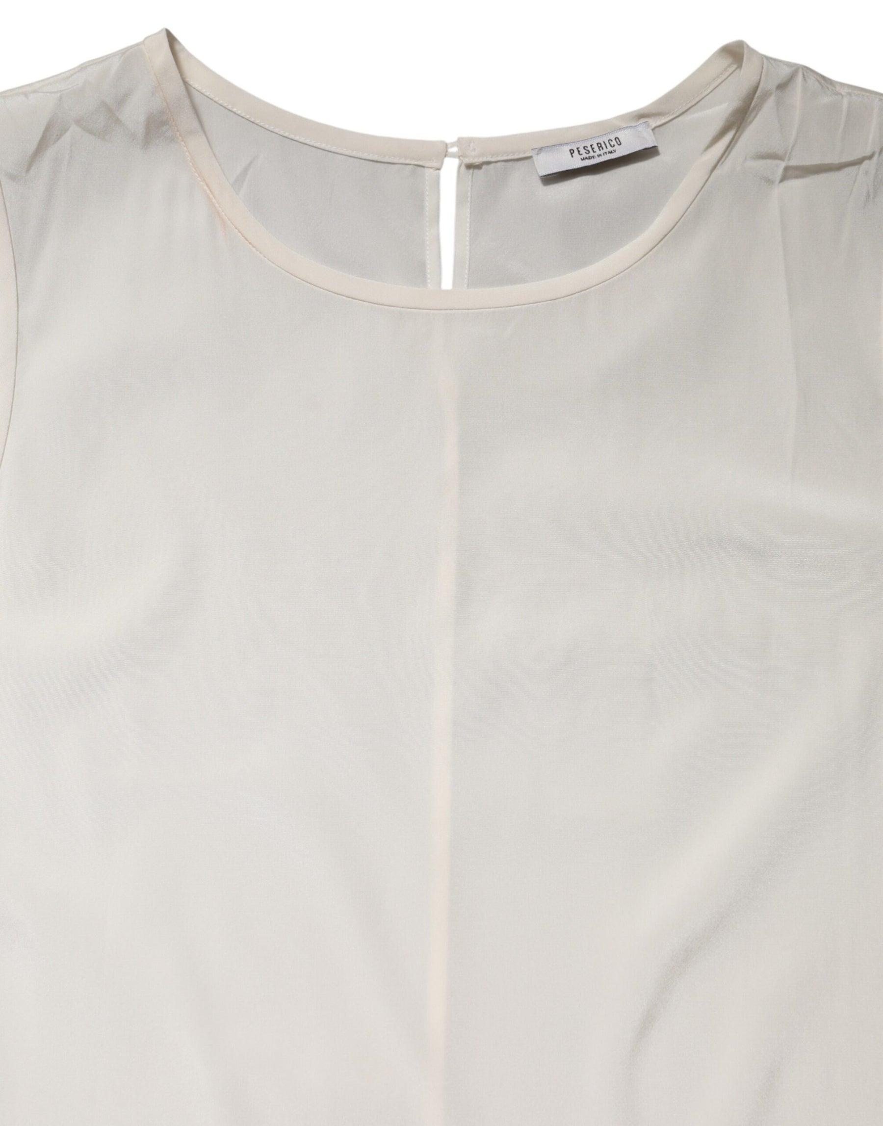 Peserico Off White Silk Stretch Roundneck Sleeveless Tank Top | Regal Royce