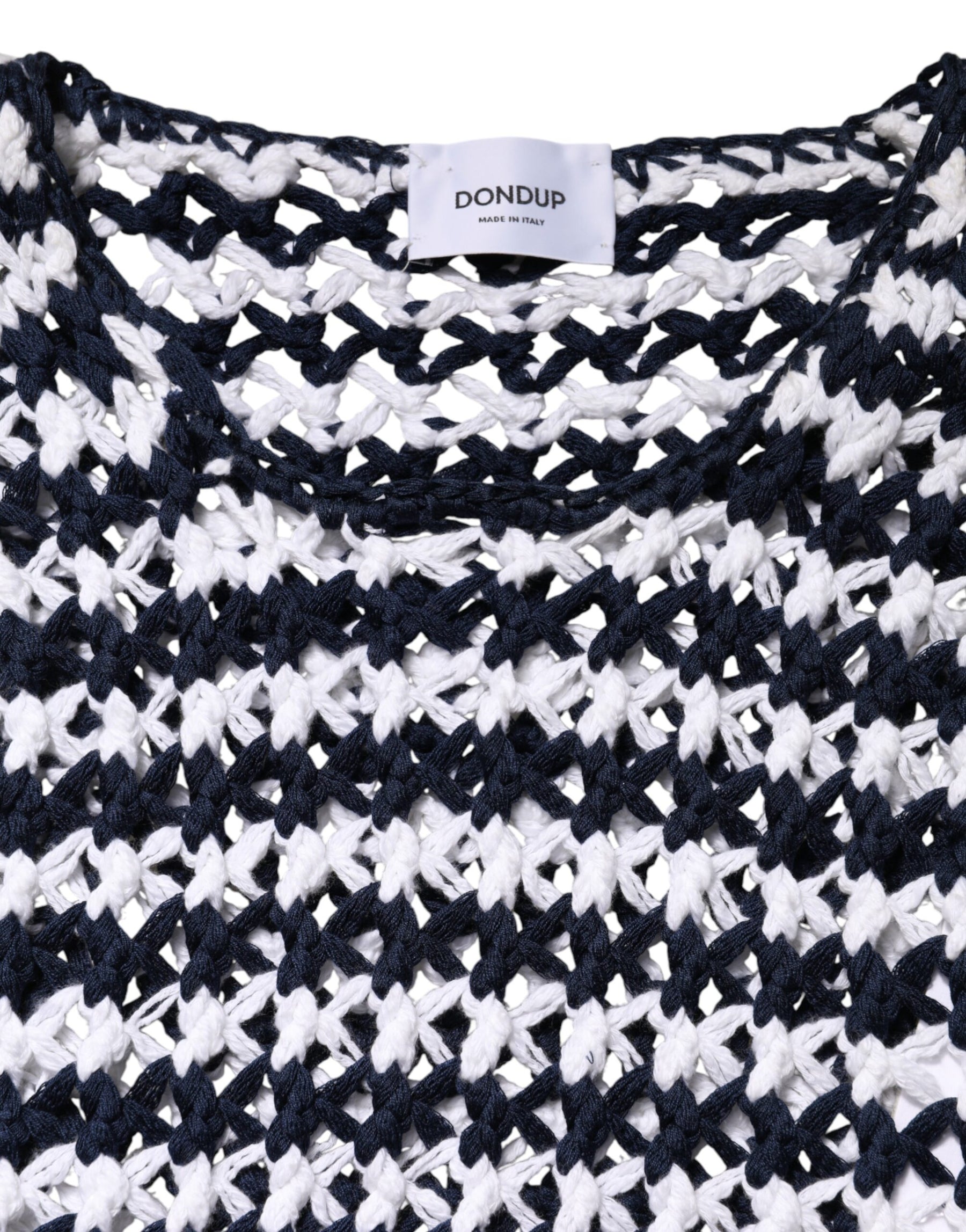 Dondup White Black Knitted Round Neck Sleeveless Tank Top | Regal Royce