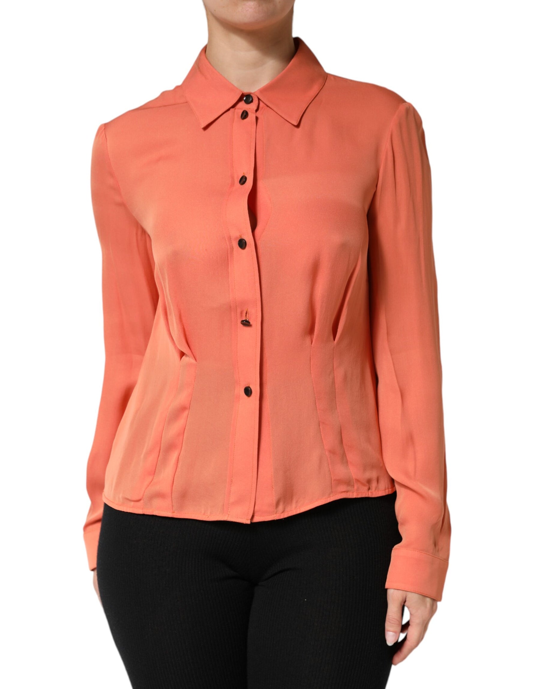 Emporio Armani Orange Collared Button Down Long Sleeves  Top | Regal Royce