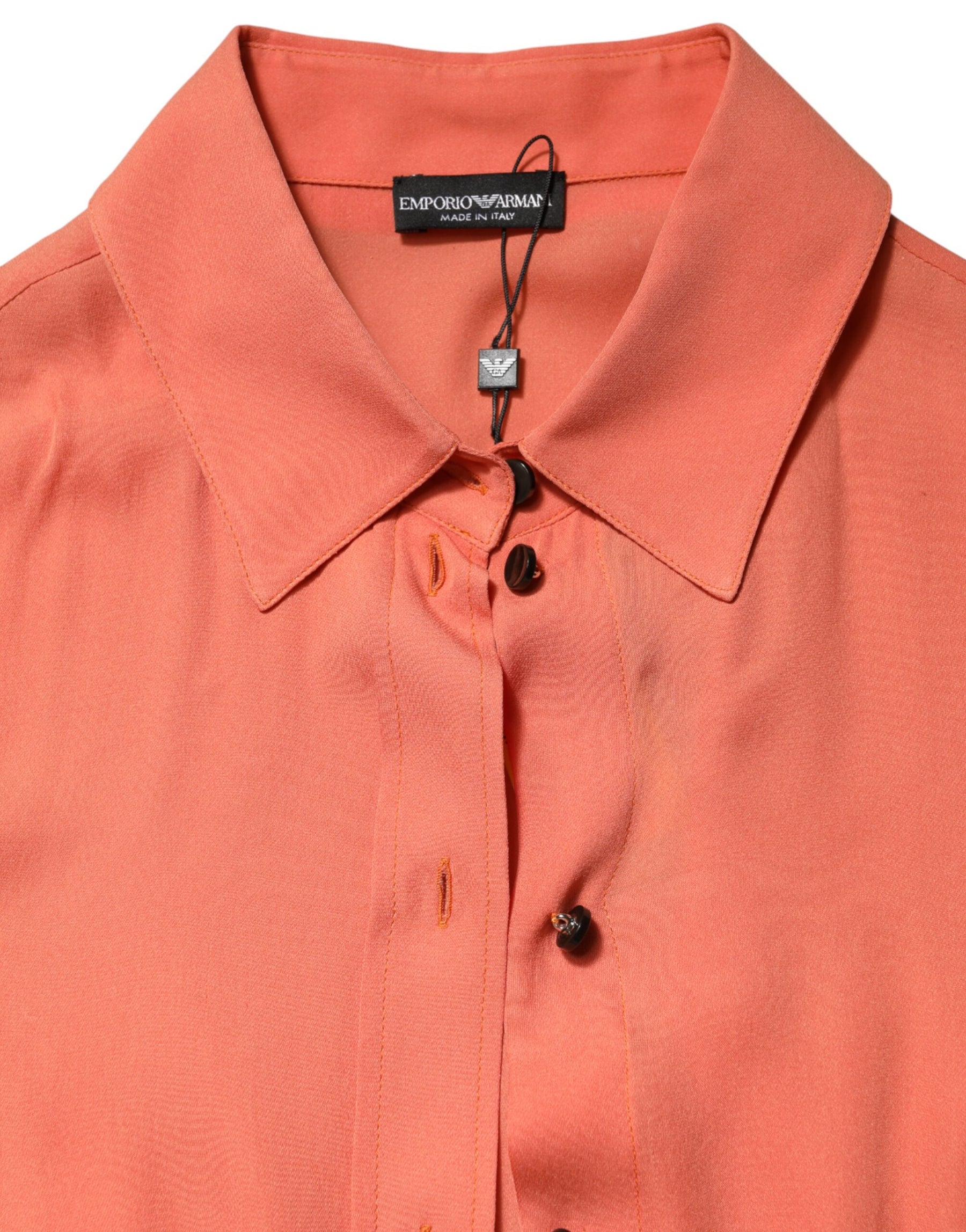 Emporio Armani Orange Collared Button Down Long Sleeves  Top | Regal Royce