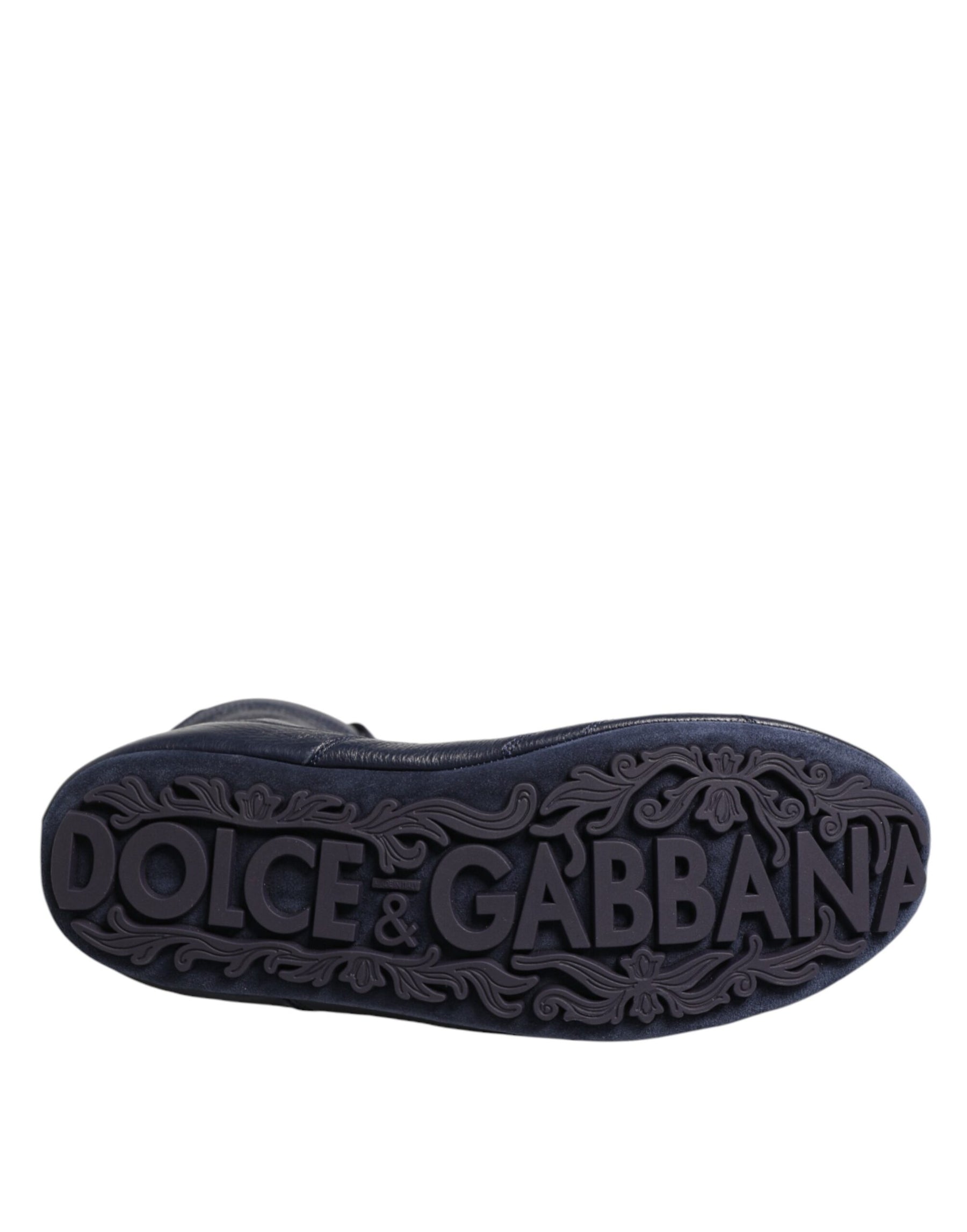 Dolce & Gabbana Dark Blue Deer Leather Mid Calf Boots Shoes | Regal Royce