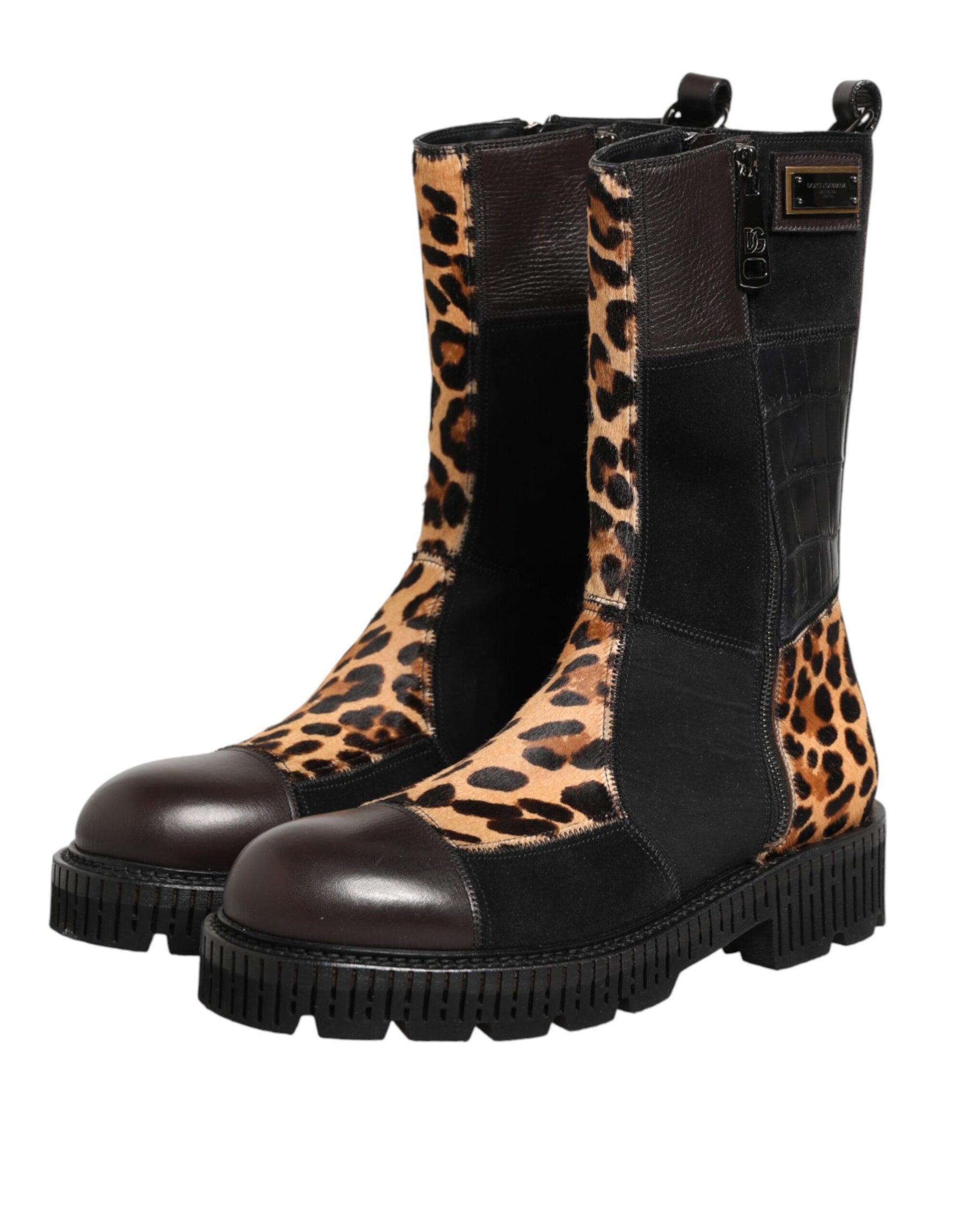 Dolce & Gabbana Multicolor Leopard Mid Calf Boots Shoes | Regal Royce