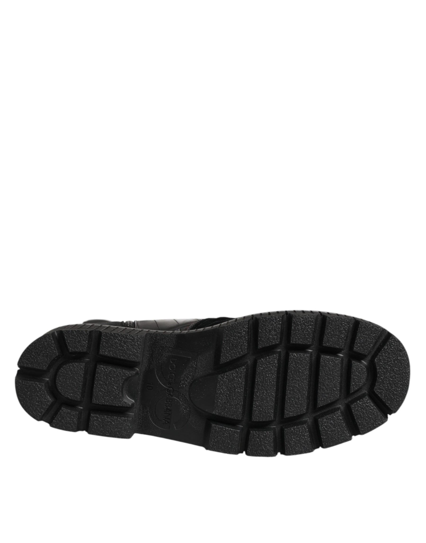 Dolce & Gabbana Black Patchwork Leather Mid Calf Boot  Shoes | Regal Royce