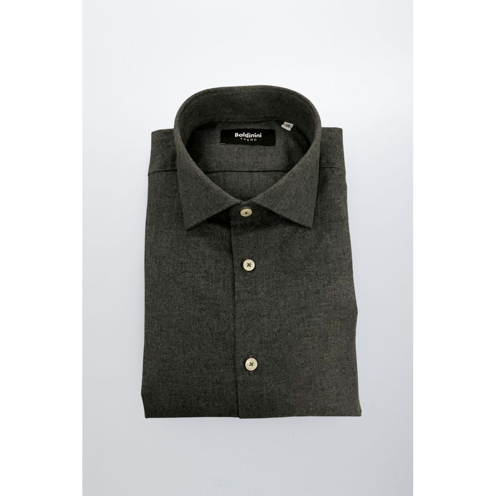 Baldinini Trend Gray Cotton Men Shirt | Regal Royce
