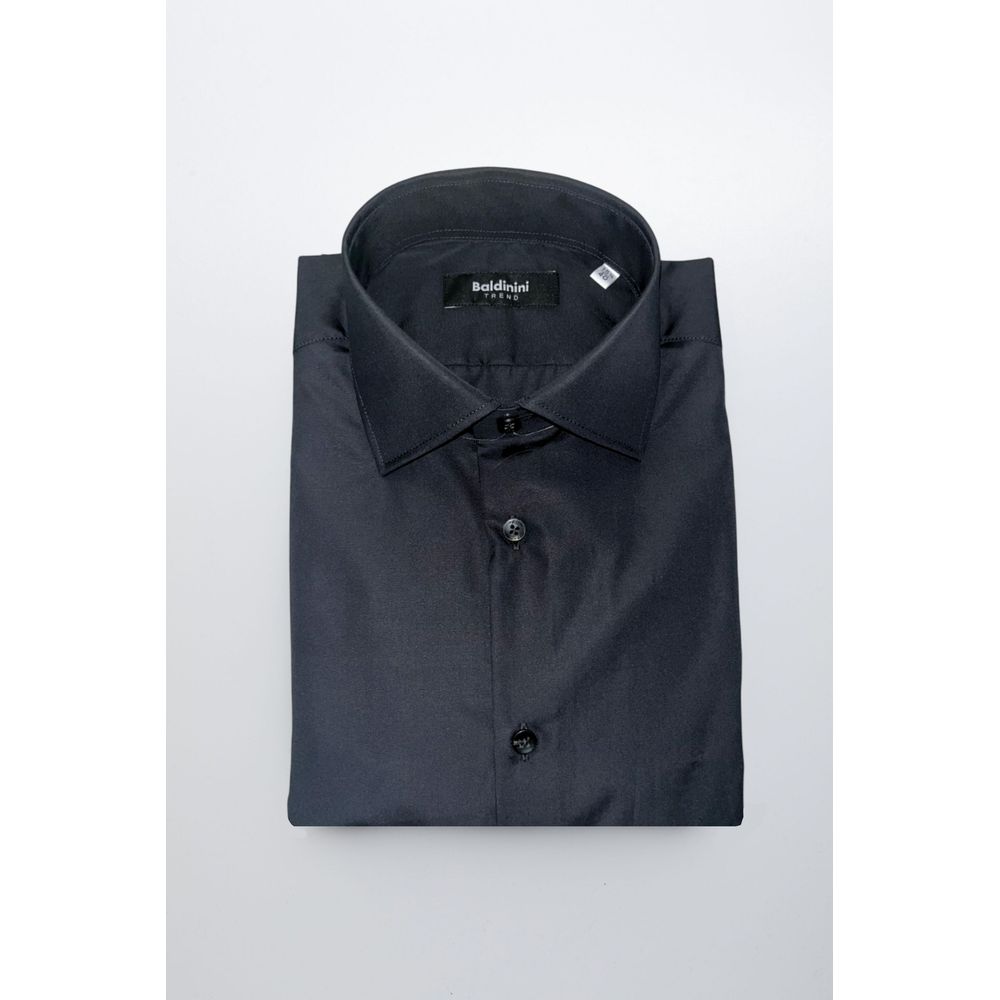 Baldinini Trend Black Cotton Men Shirt | Regal Royce