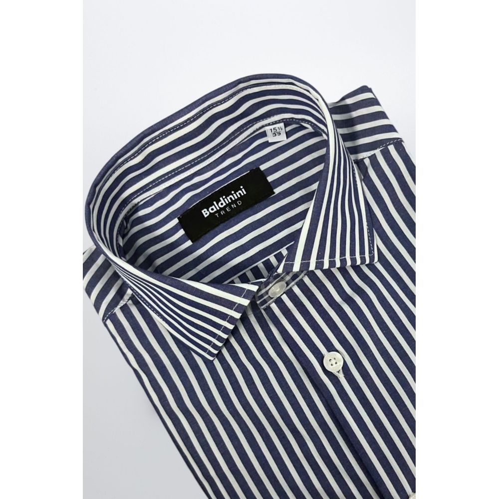 Baldinini Trend Blue Cotton Men Shirt | Regal Royce