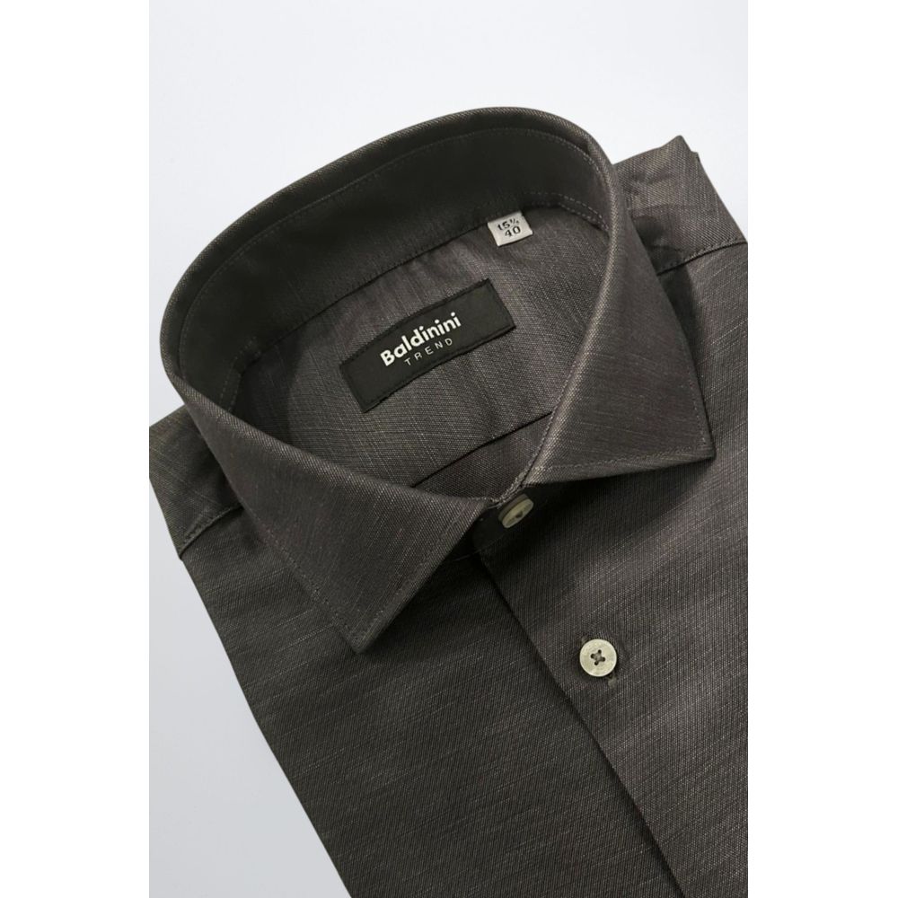 Baldinini Trend Gray Cotton Men Shirt | Regal Royce