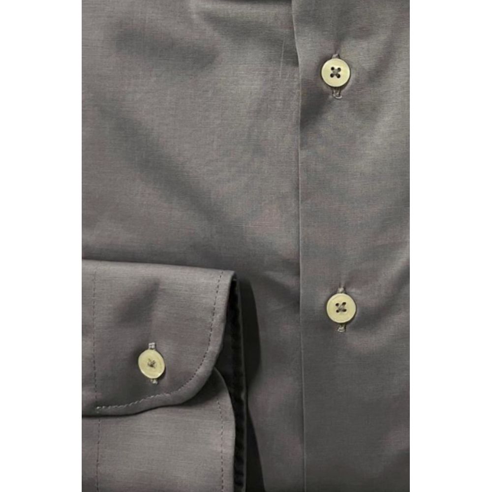 Baldinini Trend Gray Cotton Men Shirt | Regal Royce